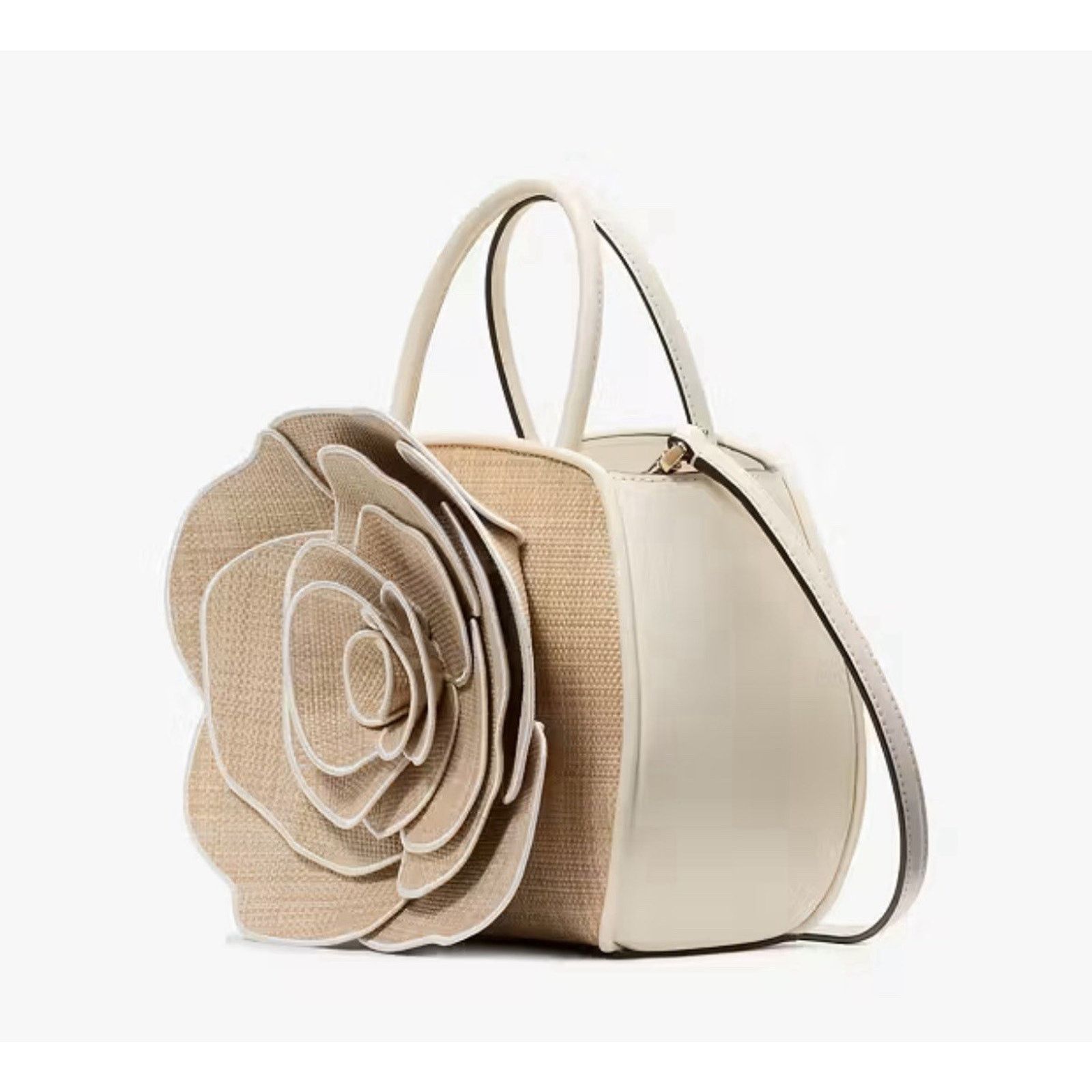Kate Spade NWT KATE SPADE $449 FLORA ROSE STRAW CROSSBODY PURSE Size ONE SIZE - 3 Thumbnail