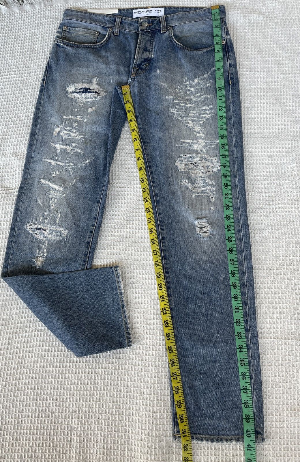 DEPARTMENT5 Thrashed🔥DEPARTMENT 5🔥Scab Distressed Light Wash Denim Size US 34 / EU 50 - 6 Thumbnail