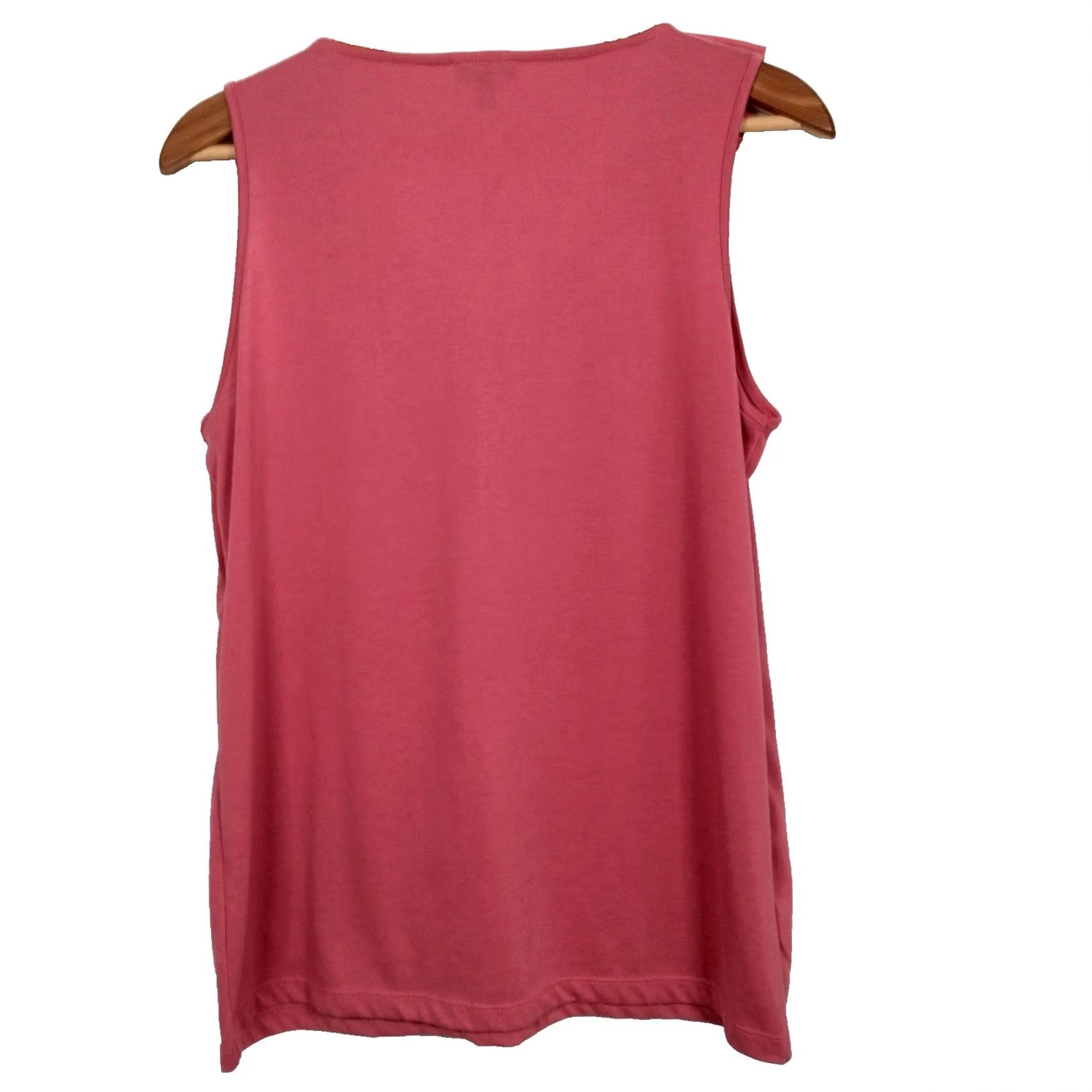 Talbots Talbots Tank Top Size L Pink Rose Pleated Trim V Neck Sleeveless Knit Polyester Rayon Size L / US 10 / IT 46 - 2 Thumbnail