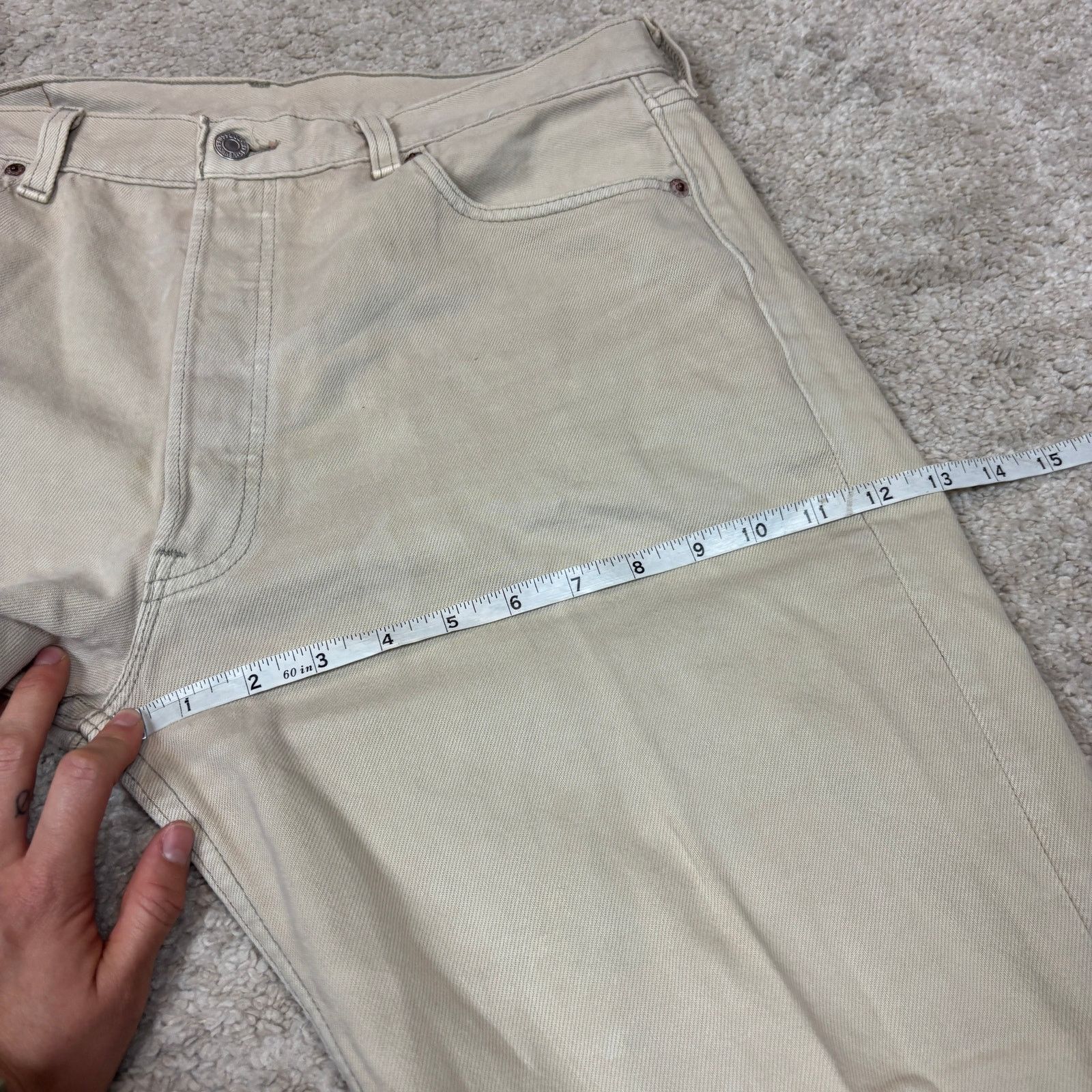 Levi's × Vintage Vintage 90s Levi's 501 Straight Leg Beige Denim Jeans 36x30 Size US 36 / EU 52 - 6 Thumbnail