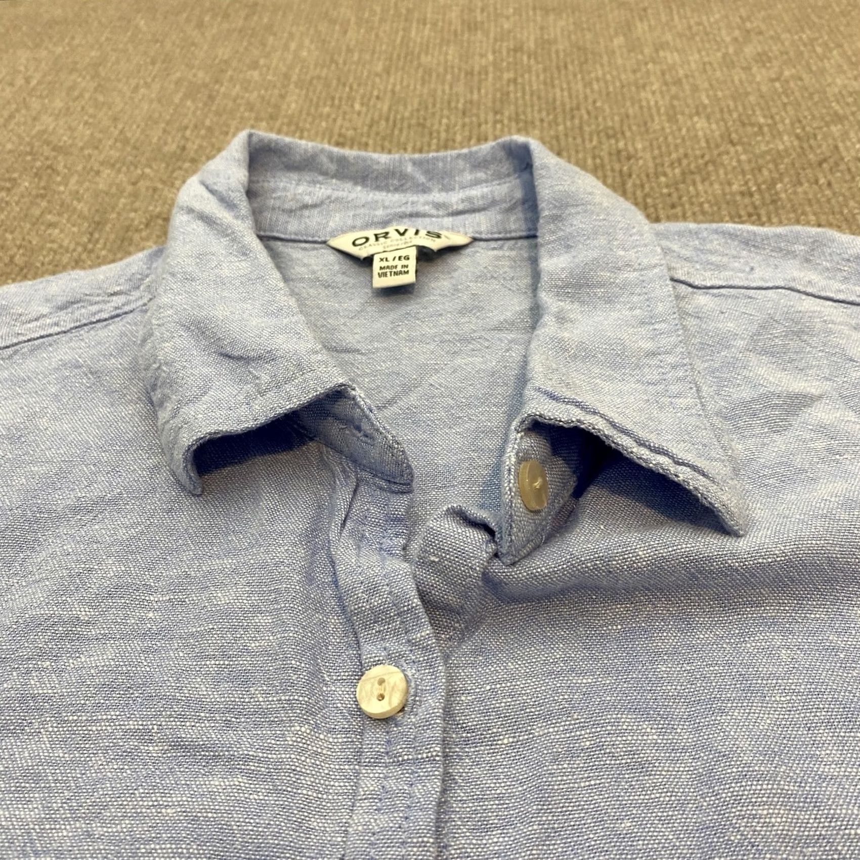 Orvis Orvis Womens XL Blue Linen Rayon Long Sleeve Button Front Shirt Casual Classic Size XL / US 12-14 / IT 48-50 - 2 Thumbnail