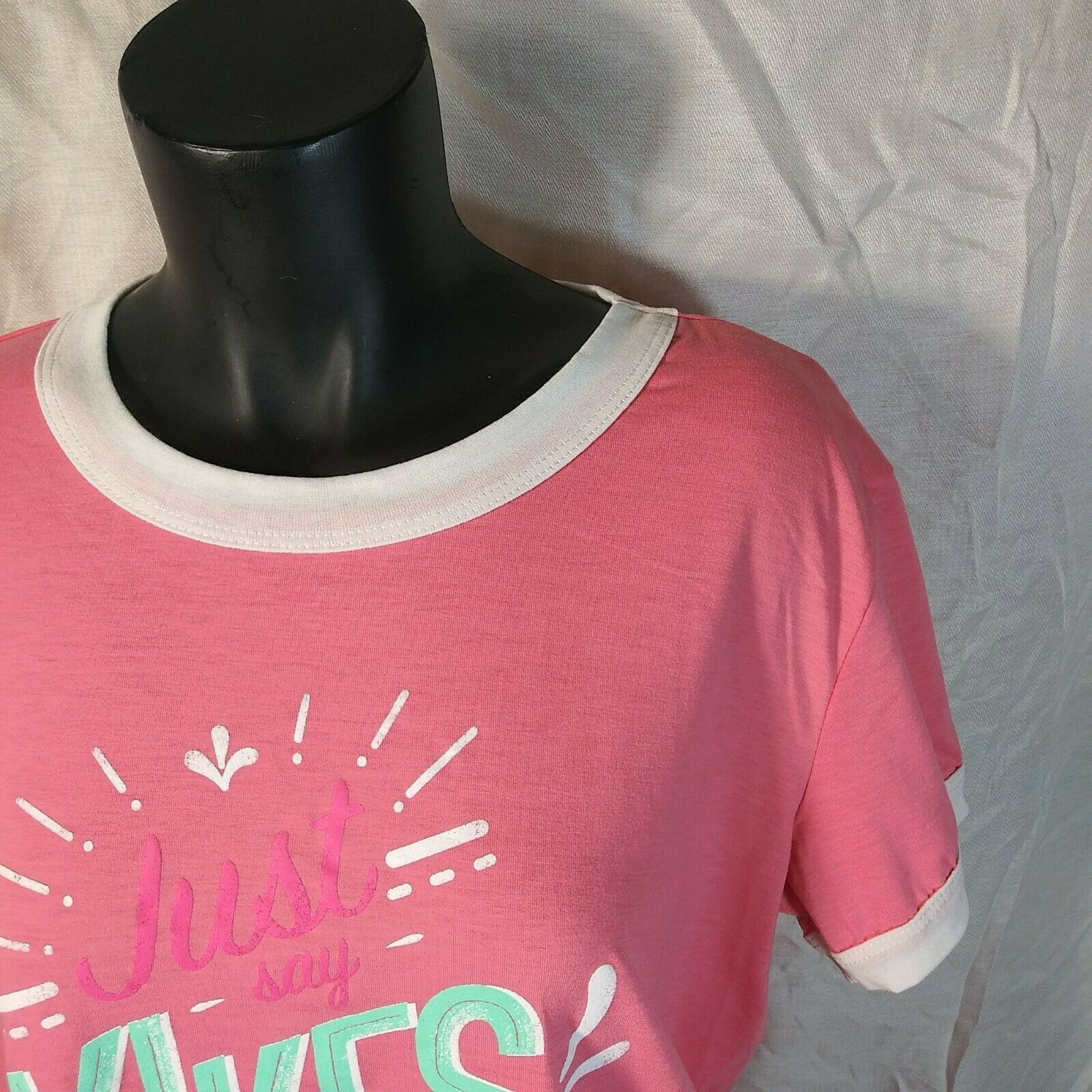 Vintage Lularoe Pink Tee Shirt - Large -"Yikes" Size L / US 10 / IT 46 - 4 Thumbnail