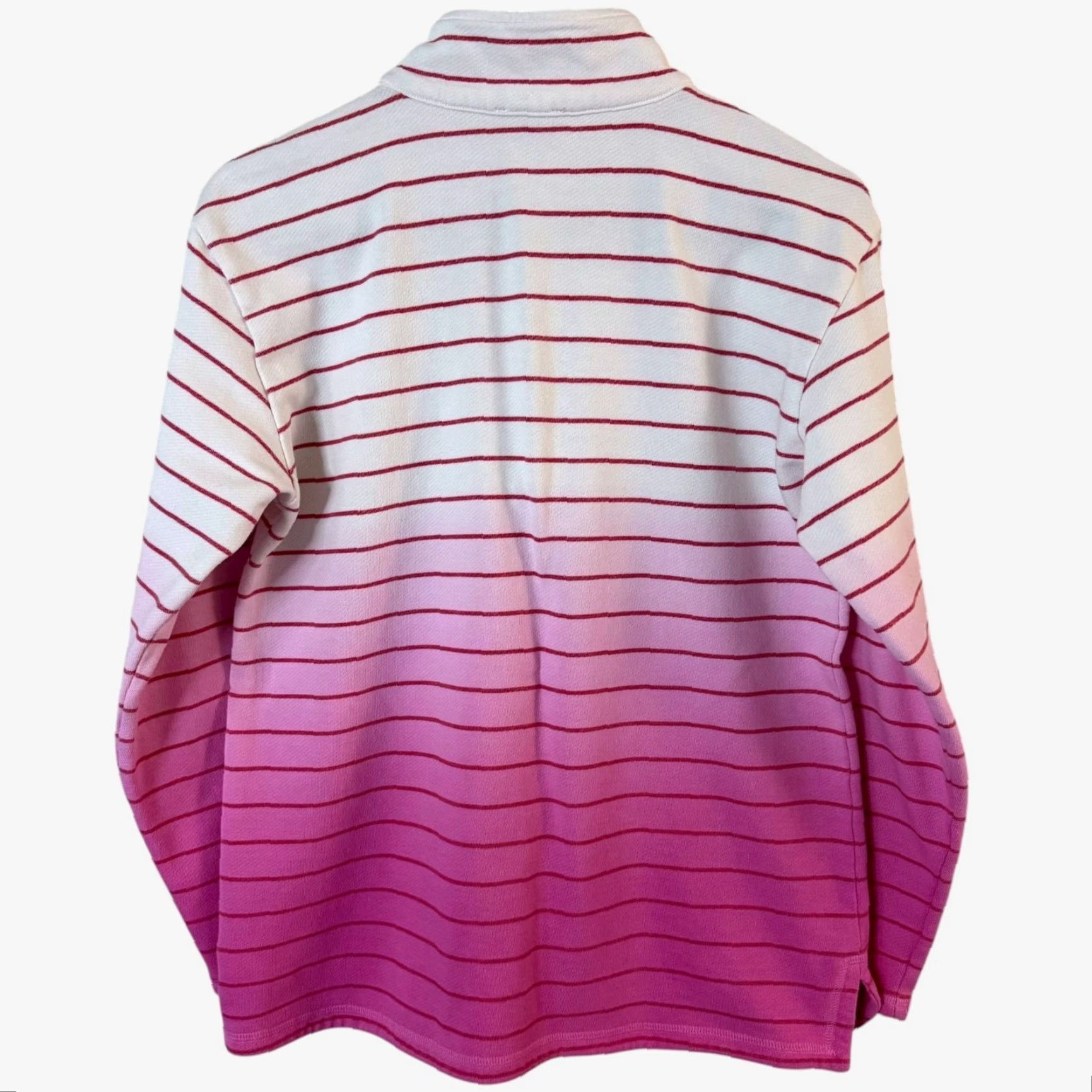 Talbots T By Talbots Striped Sweatshirt Half Zip Pink Ombre Petite Medium Womens Pullover Mock Neck Zippered Casual Activewear Size M / US 6-8 / IT 42-44 - 4 Thumbnail