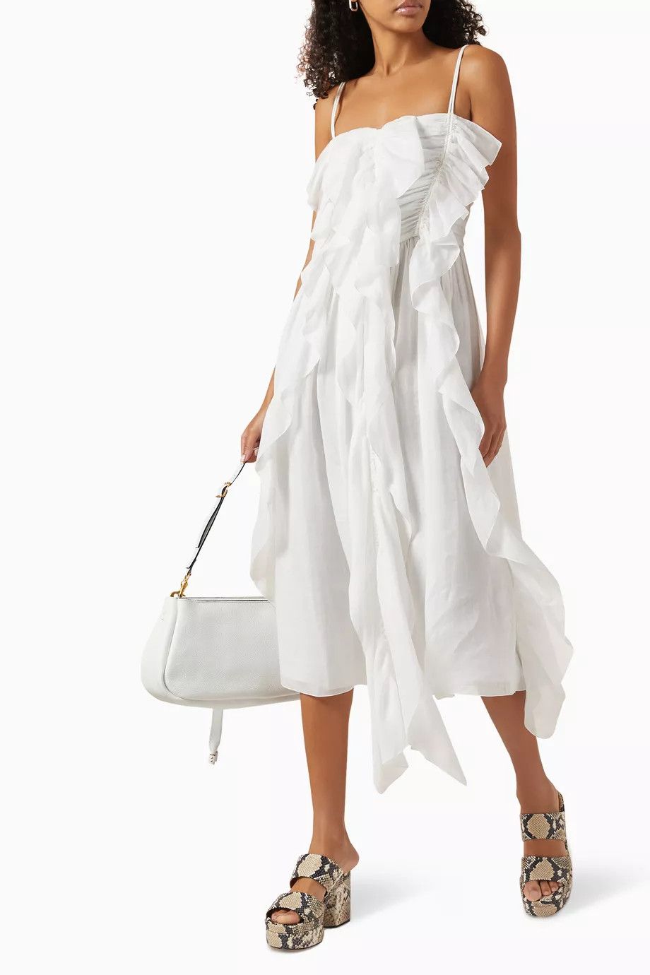 Chloe o1y0825 Midi Dress in White Size M / US 6-8 / IT 42-44 - 2 Thumbnail