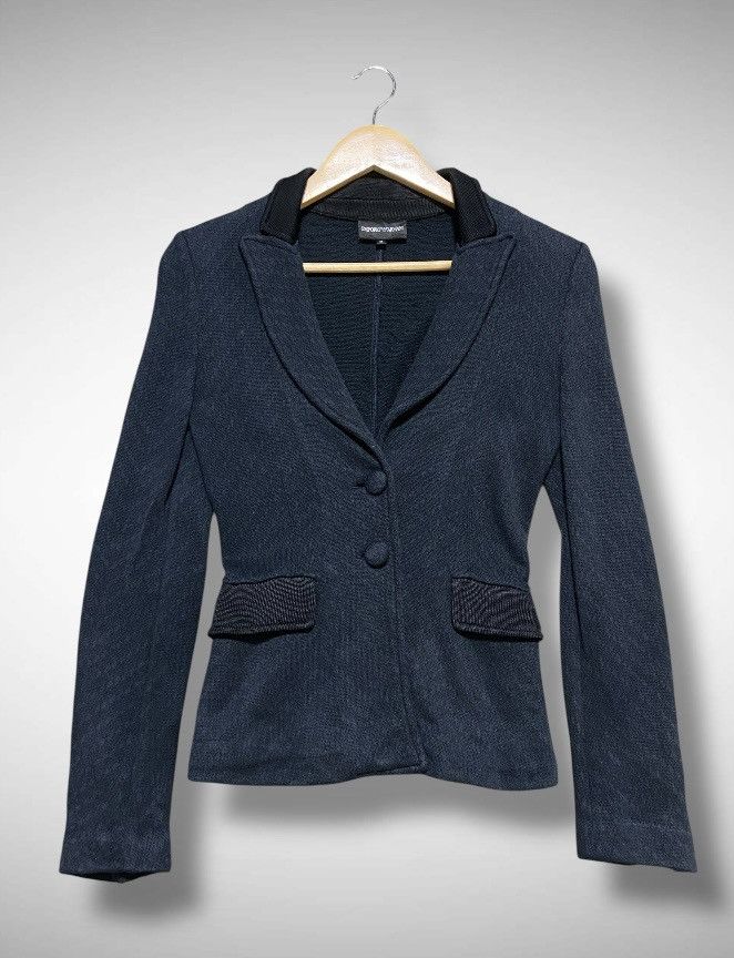 Emporio Armani Emperio Armani Knit Blazer Contrast Collar & Peplum Balck Size S / US 4 / IT 40 - 3 Thumbnail