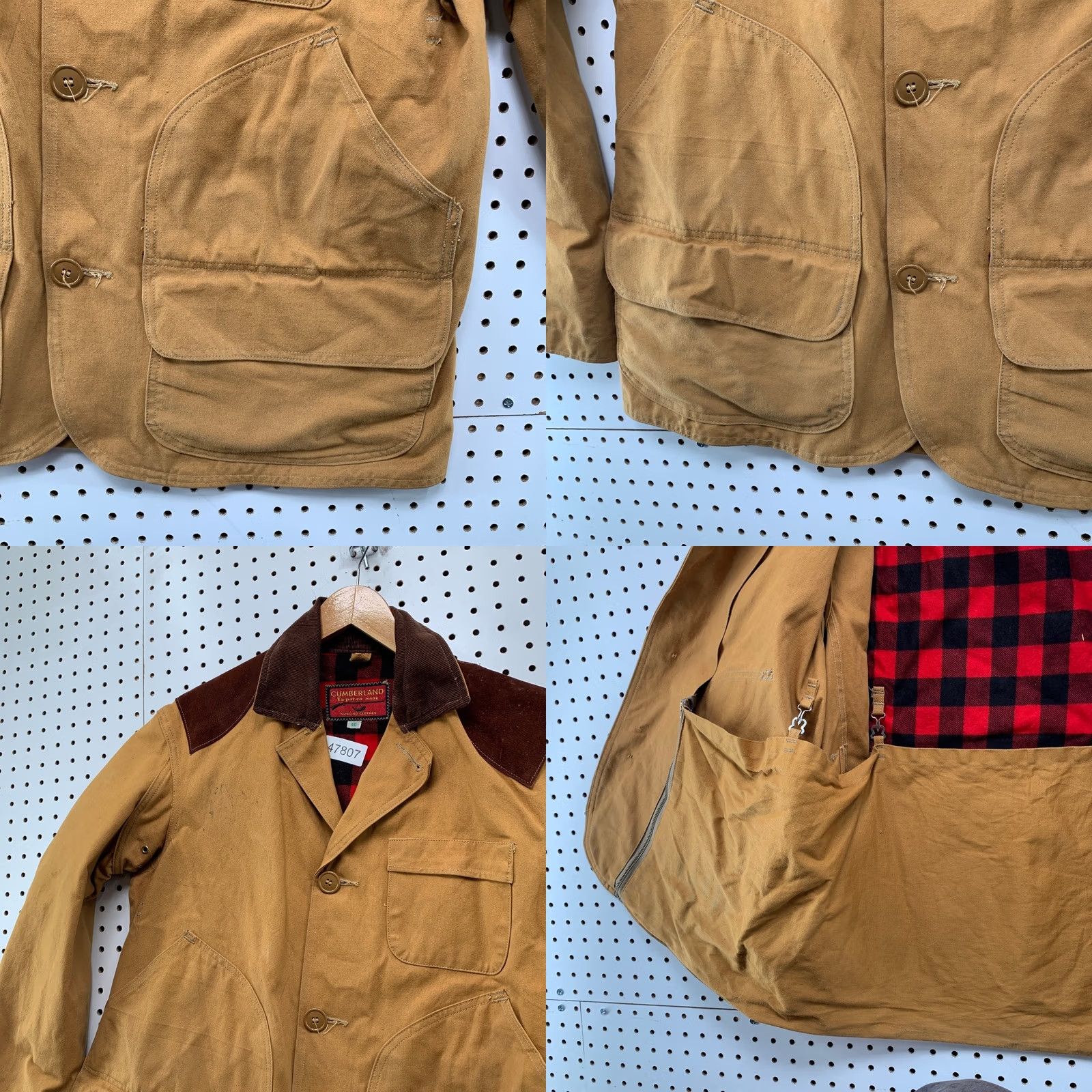 Timberland Cumberland Jacket Mens 40 Brown Canvas Hunting Barn Chore Leather Trim Vintage Jacket Size US XXS / EU 40 - 10 Thumbnail