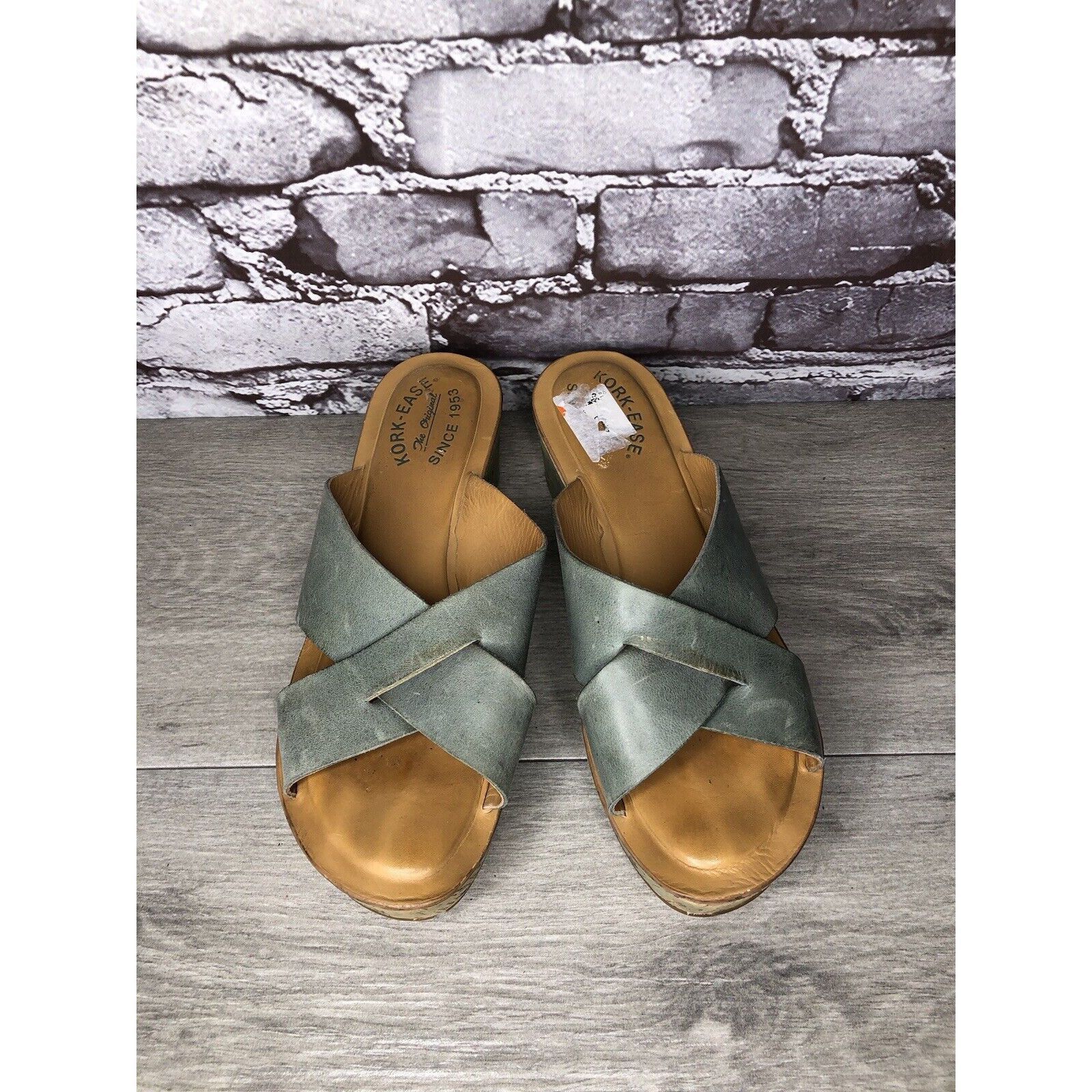 Other Kork-Ease Blue Leather Platform Cross Strap Cork Wedge Sanda Size US 8 / IT 38 - 17 Thumbnail