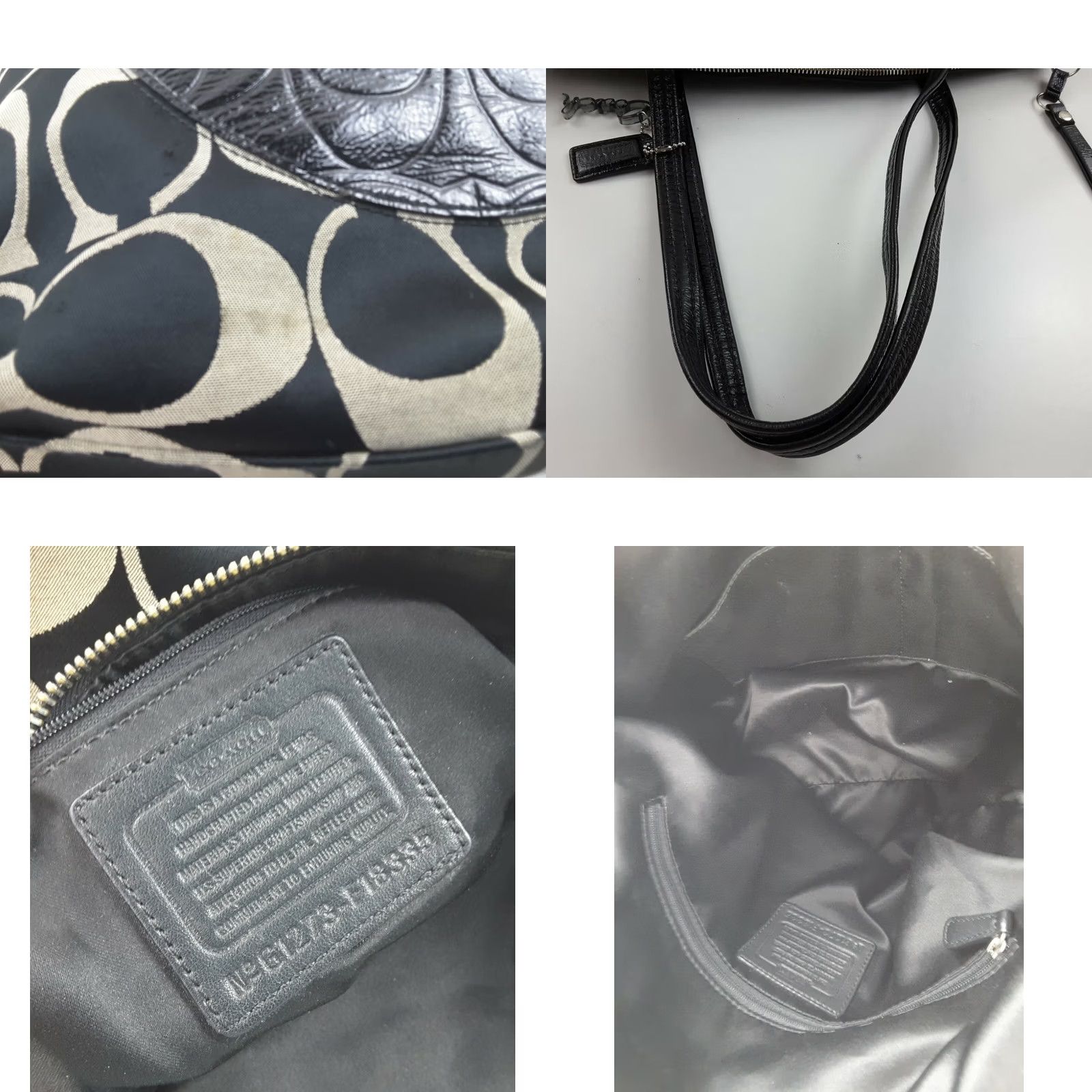 Coach Coach Laura Black Gray Jacquard Large Tote Purse Signature F18335 Handbag Women Size ONE SIZE - 8 Thumbnail