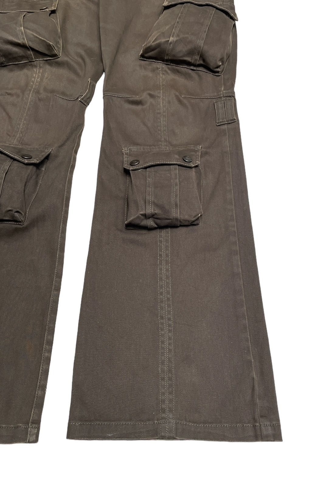 If Six Was Nine Vtg Semantic Design Tactical Waxed Flared Cargo Pants 1990s Size US 29 - 6 Thumbnail