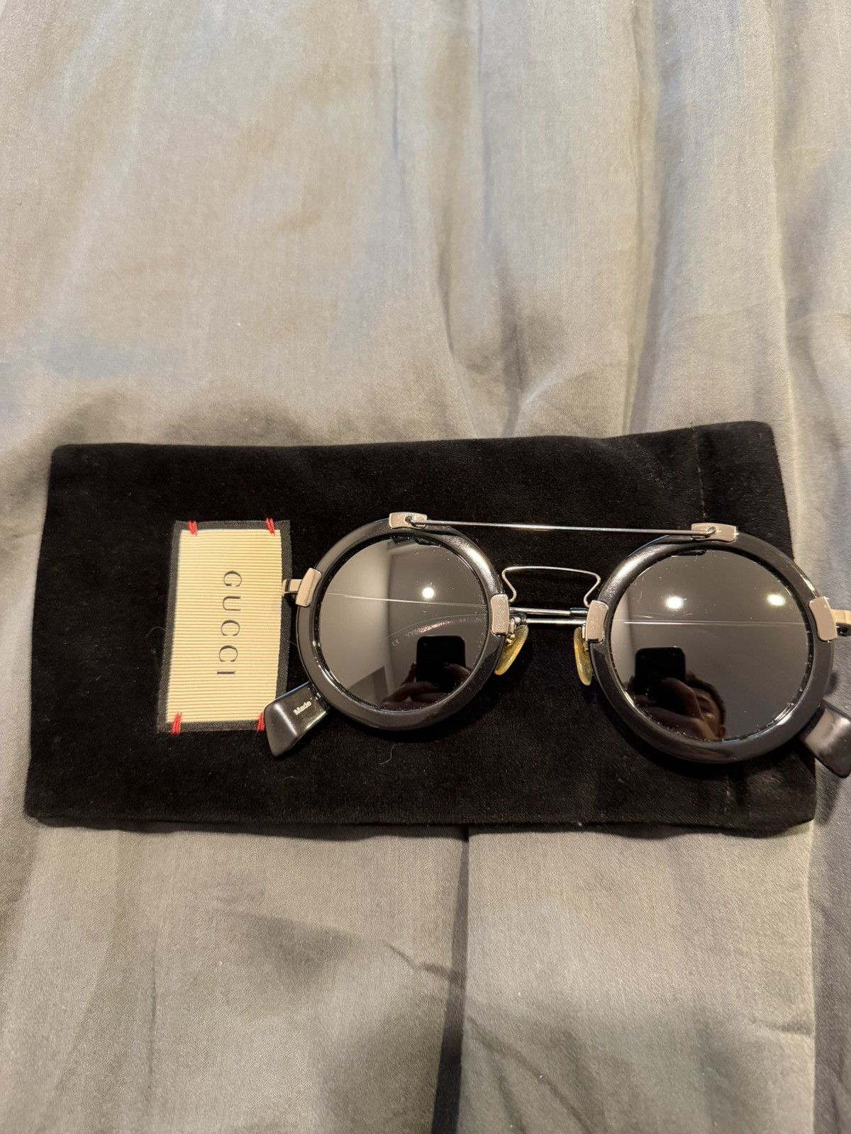 Yohji Yamamoto YOHJI YAMAMOTO BLACK & ACETATE ROUND SUNGLASSES Size ONE SIZE - 1 Thumbnail