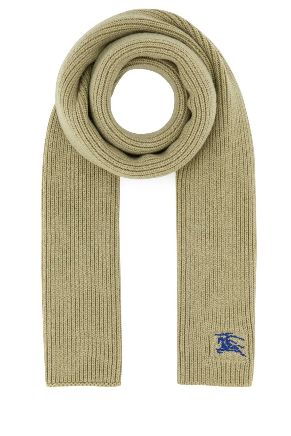 Burberry BURBERRY hunter beige knight logo embroidered cashmere scarf Size ONE SIZE - 1 Thumbnail