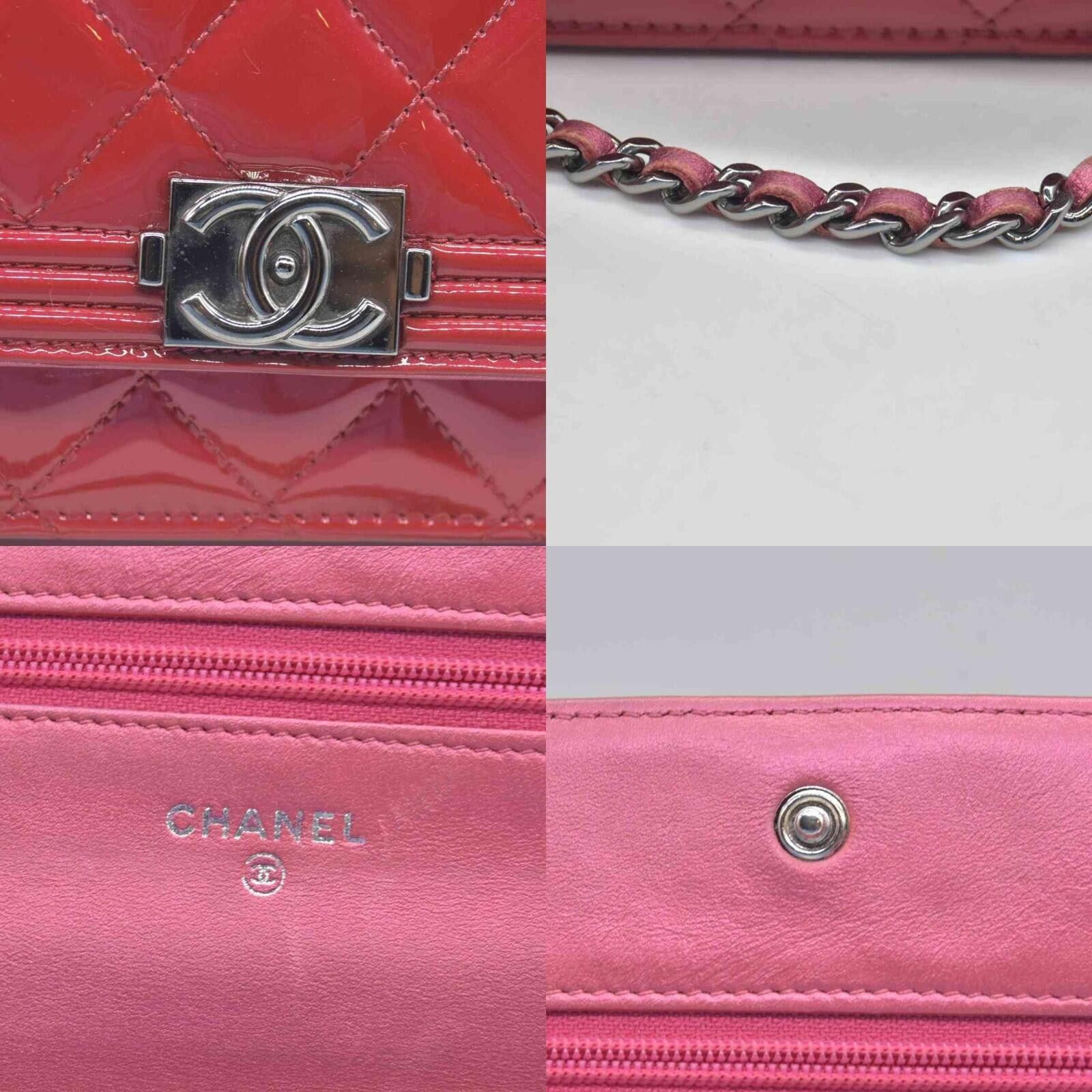 Chanel $3350 Chanel Patent Calfskin Quilted Boy Wallet On Chain WOC Size ONE SIZE - 4 Thumbnail