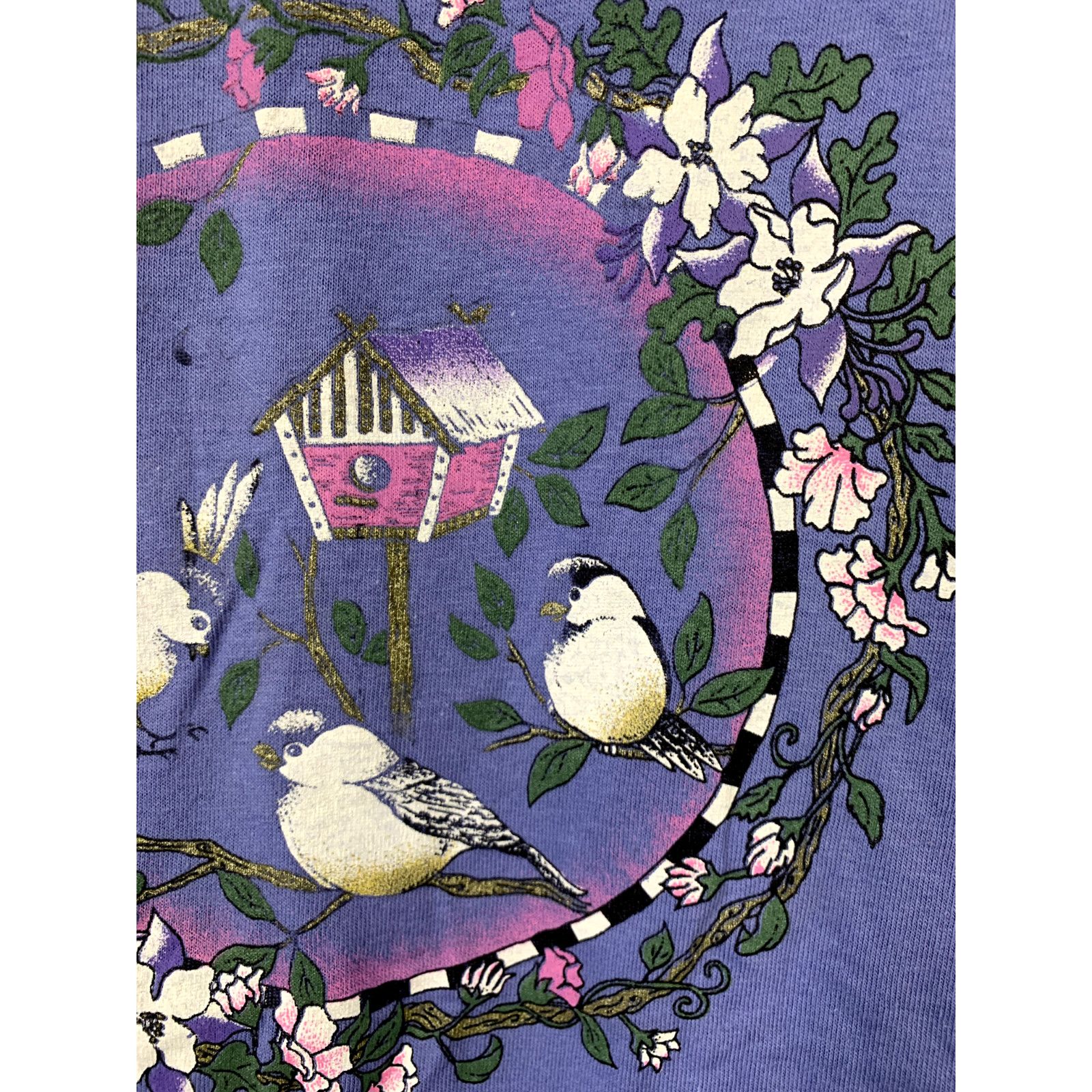 Jerzees Vintage Bird Shirt Jerzees Blue Birds Flower Tee 1990s VTG M Size US M / EU 48-50 / 2 - 3 Thumbnail