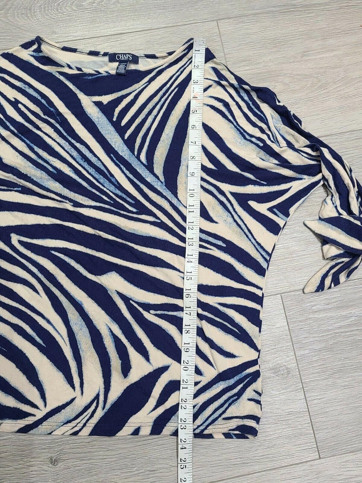 Chaps Chaps Top Petite Small Blue Tan 3/4 Tie Sleeves Boat Neck Size S / US 4 / IT 40 - 5 Thumbnail