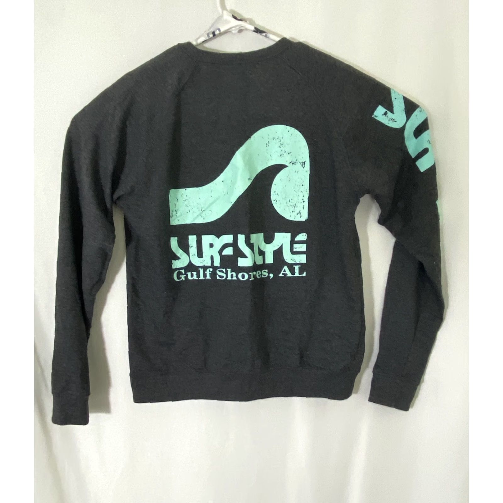 Vintage Surfstyle Mens Medium Pullover Sweater Lightweight Cotton Gray Green Gulf Shores Sweater Size US M / EU 48-50 / 2 - 4 Thumbnail