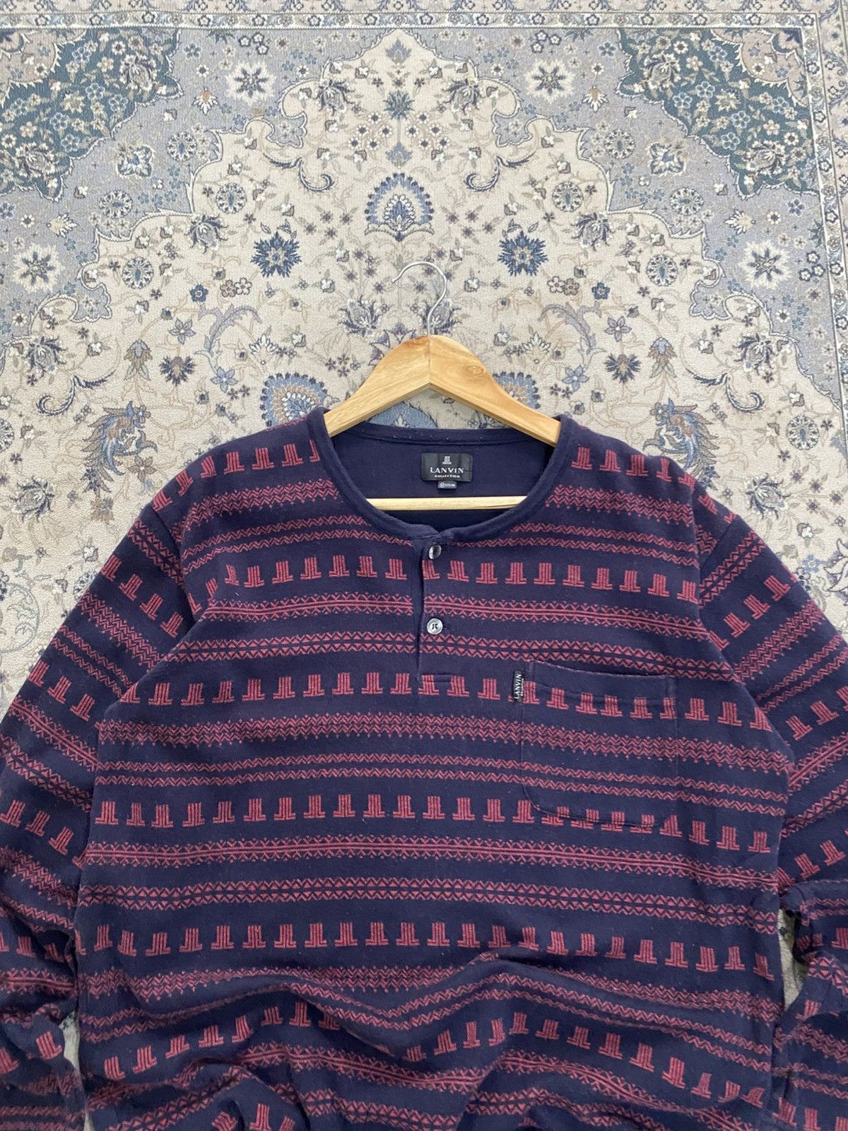 Lanvin VINTAGE LANVIN DESIGNER NATIVE LONGSLEEVE SHIRT HENLEY Size US M / EU 48-50 / 2 - 4 Thumbnail