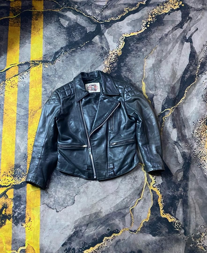 Vintage Vintage👺Double Collar Motor Cycles Leather Jacket Size US M / EU 48-50 / 2 - 1 Thumbnail