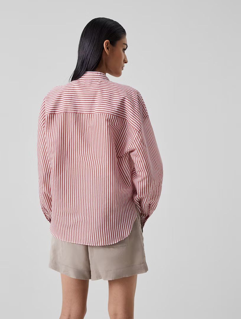 Brunello Cucinelli o1y0725 Striped Shirt in Red/White Size M / US 6-8 / IT 42-44 - 5 Thumbnail