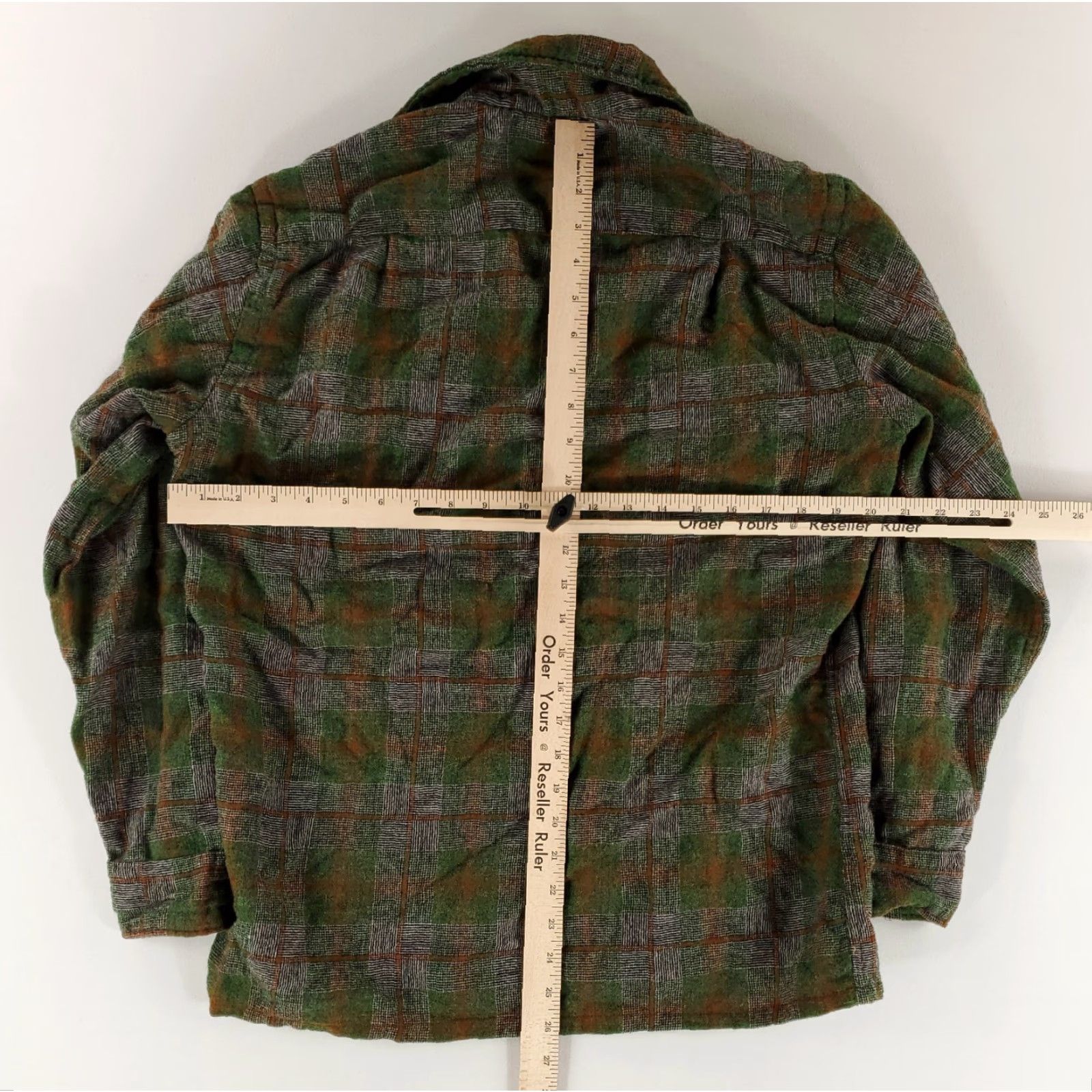JCPenney VINTAGE Penneys Towncraft Shirt Mens M Wool Blend Flannel Plaid Button Up Green 60s Loop Size US M / EU 48-50 / 2 - 8 Thumbnail