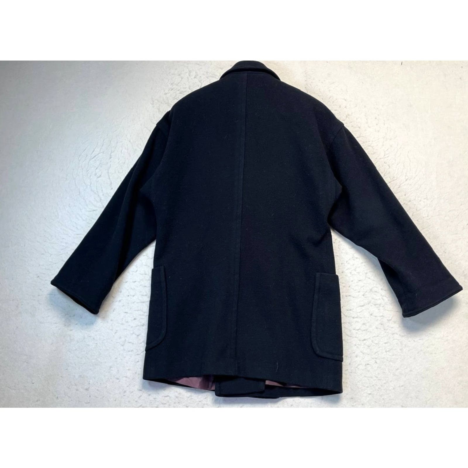 Vintage VINTAGE I. Magnin & Company Coat Black 100% Wool Women Size 4 Mid-Length Velvet Lined Button Pockets Shoulder Pads Size S / US 4 / IT 40 - 2 Thumbnail