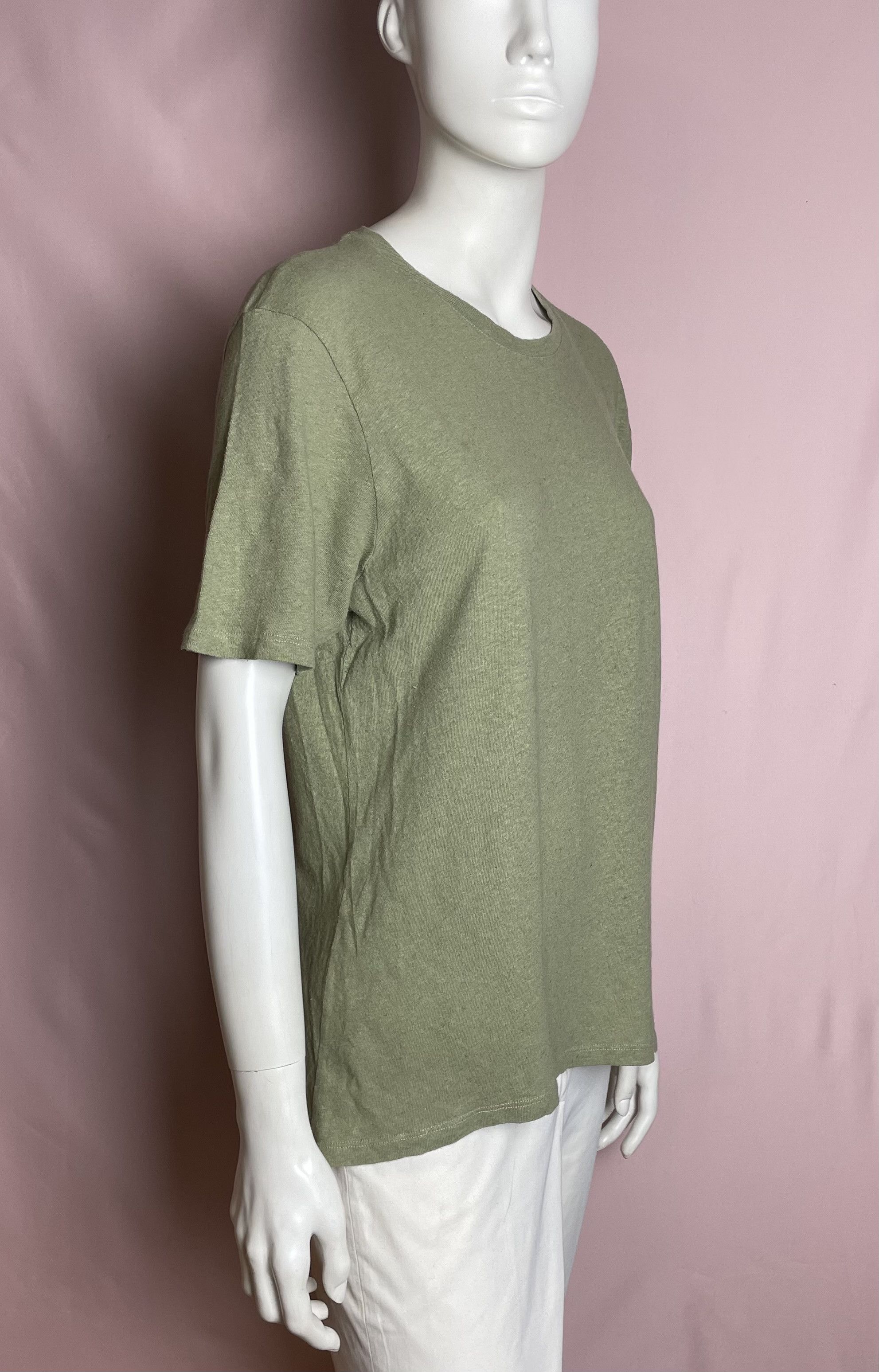 Sezane SEZANE Martha Khaki Cotton Linen T-shirt Size M / US 6-8 / IT 42-44 - 5 Thumbnail