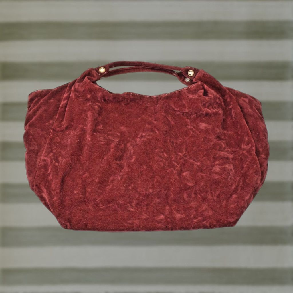 Faded Glory Slouch Purse Burgundy Red Corduroy Patchwork Bag 23