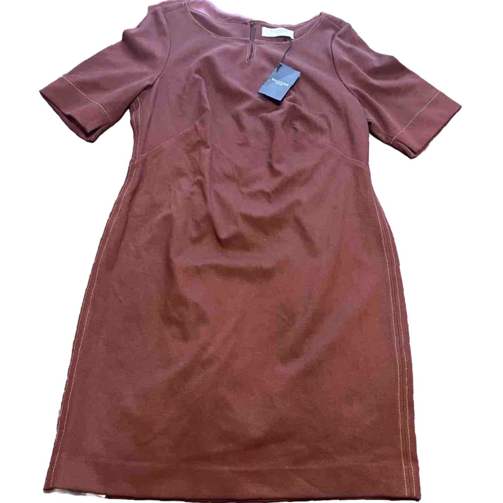 CHOCOOLATE VINTAGE MM LaFleur Narie Textured Ponte Midi Dress Chocolate Plus Size +1 Business Casual Womens Size XS / US 0-2 / IT 36-38 - 2 Thumbnail