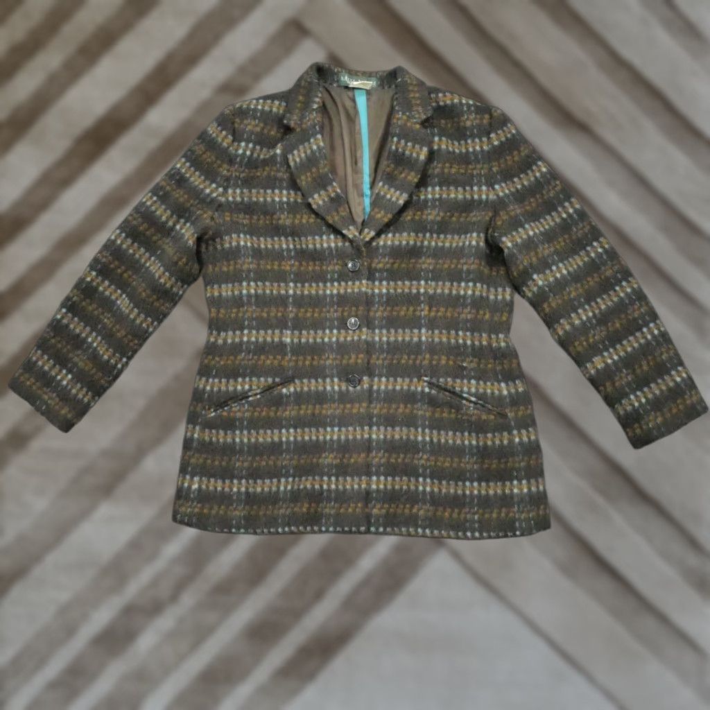 Vintage VINTAGE harvé benard Jacket Womens 16 Brown Blue Plaid Wool Alpaca Shaggy 80s Size XXL / US 16-18 / IT 52-54 - 1 Thumbnail