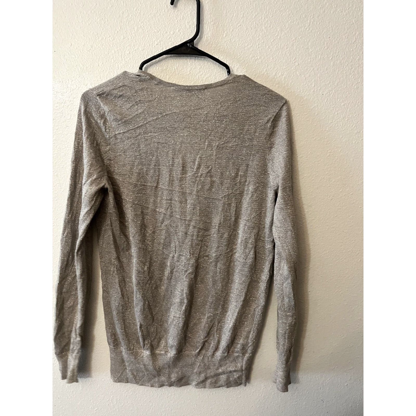 Loft VINTAGE LOFT Lightweight Zip Cardigan Sweater Small Beige Shimmer Business Casual Womens Size S / US 4 / IT 40 - 3 Thumbnail