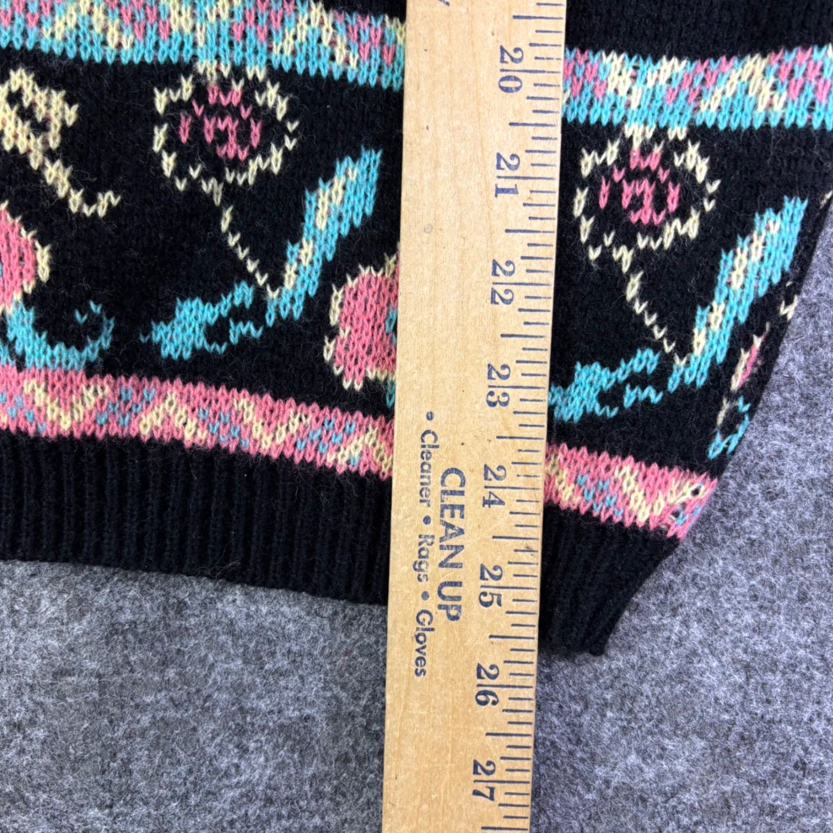 Vintage VINTAGE Fortune Knits Floral Sweater Vest Black Pastel Mock Neck Made in USA L Size L / US 10 / IT 46 - 4 Thumbnail