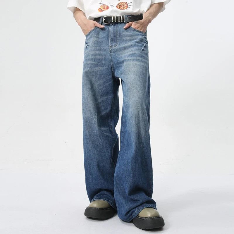 Jean American Style Pattern Washed Straight Loose Wide Leg jeans Size US 32 / EU 48 - 5 Thumbnail