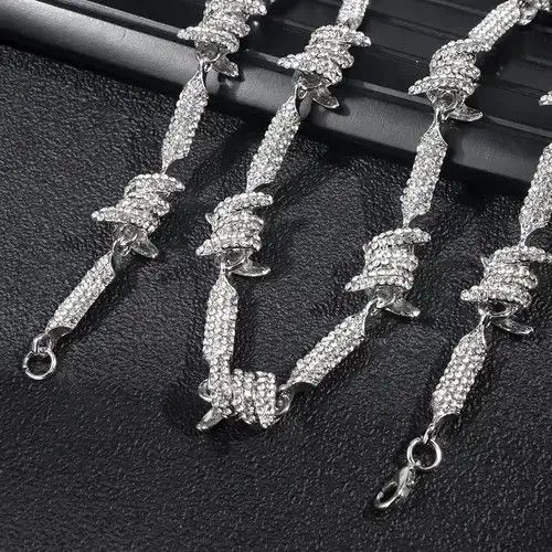 Other 18" 18mm Barbed Wire Thorn Link Chain Choker Necklace🔥🔥🔥 Size ONE SIZE - 4 Thumbnail