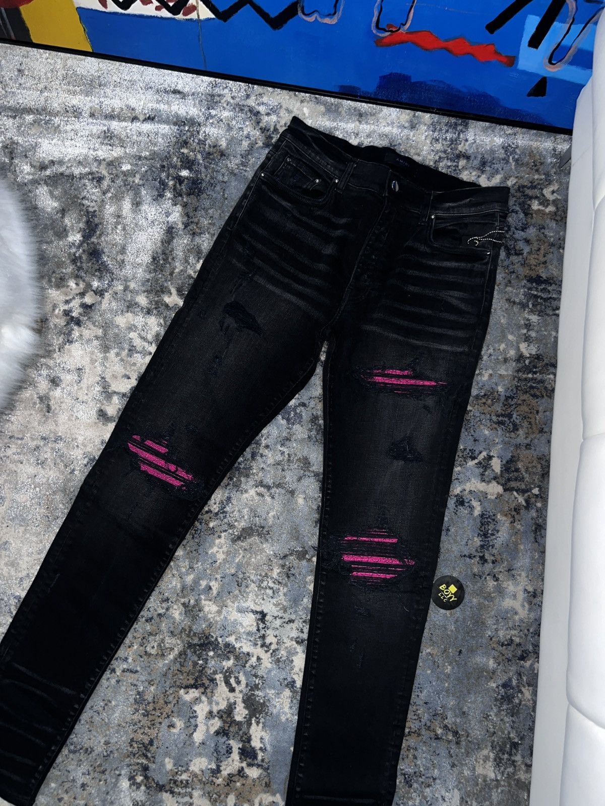 Amiri Amiri pink patch mx1 jeans Size US 34 / EU 50 - 2 Thumbnail
