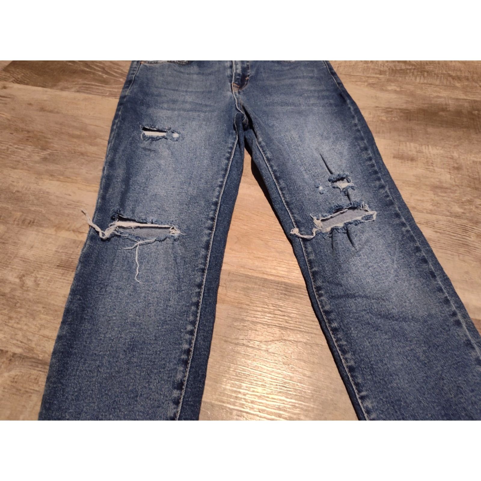 Free People VINTAGE Free People Women's Skinny Jeans Size 26 Mid Rise Raw Hem Blue Denim Slim 90s Womens Size 26" / US 2 / IT 38 - 4 Thumbnail