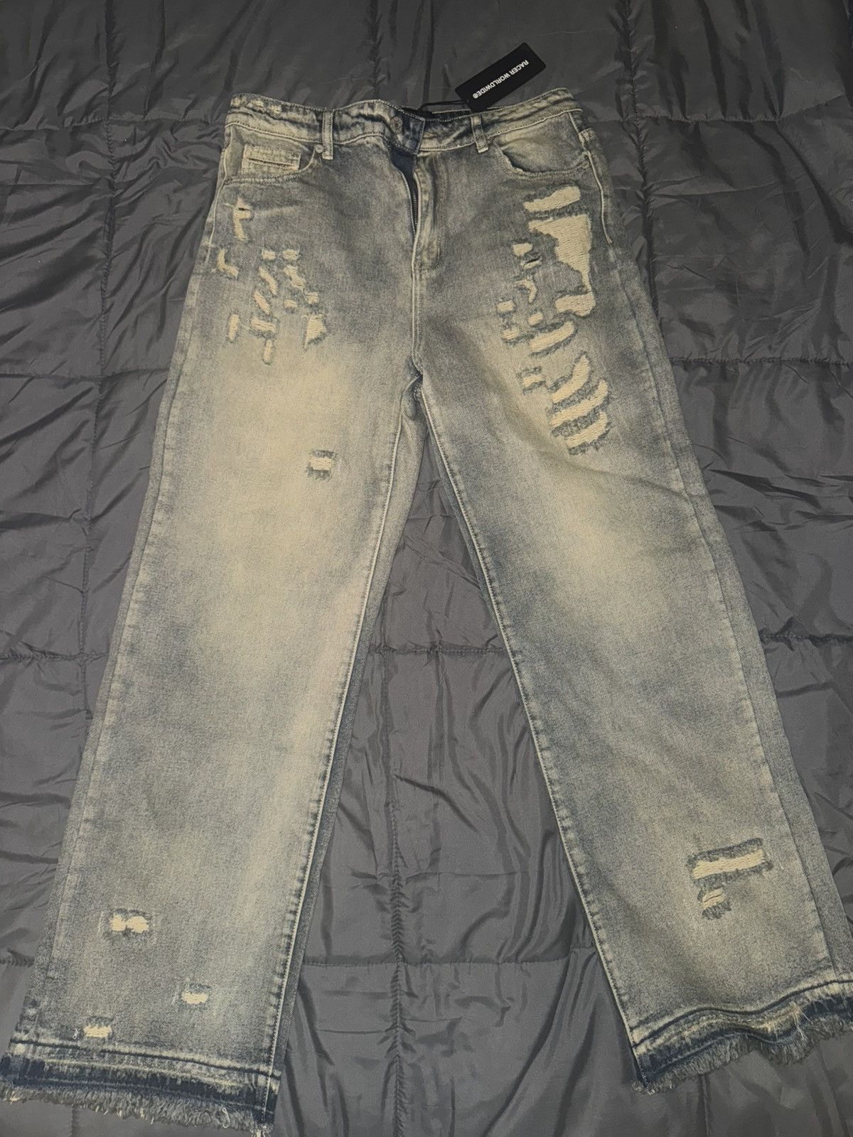 Racer Worldwide Racer Worldwide blue distressed denim jeans Size US 34 / EU 50 - 3 Thumbnail