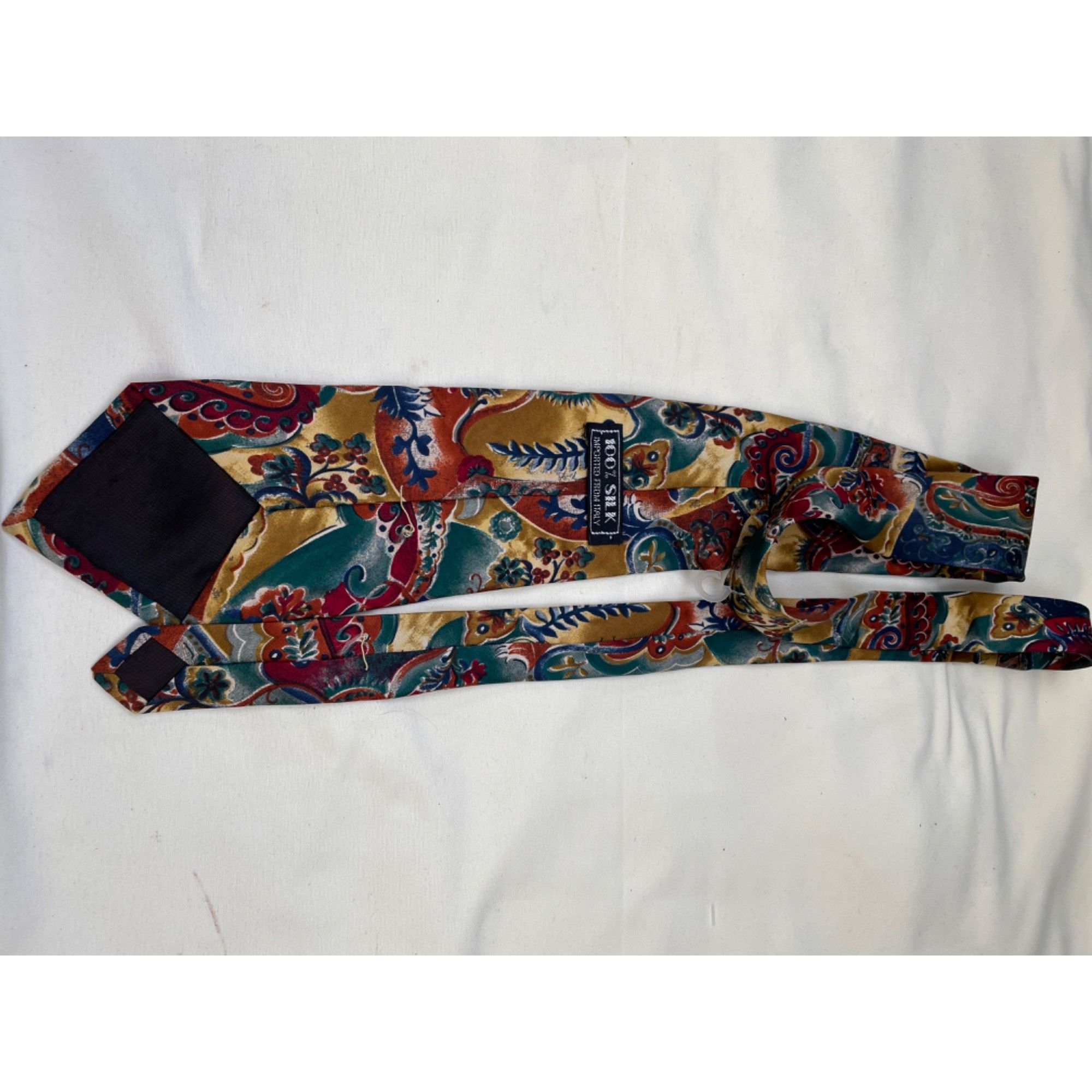 Other Imported from Italy 100 Silk Necktie Multicolor Leafy design Size ONE SIZE - 3 Thumbnail