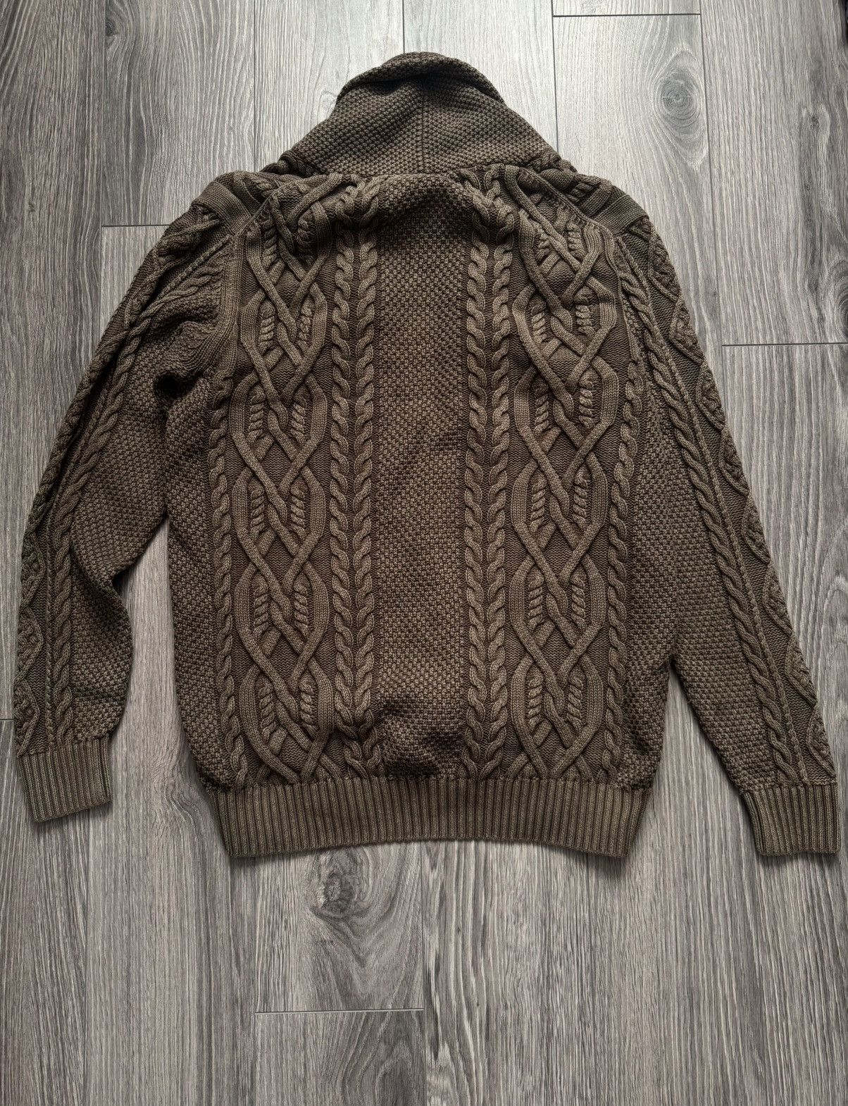Hackett Hackett Washed Cable Shawl Sweater L Size US L / EU 52-54 / 3 - 11 Thumbnail
