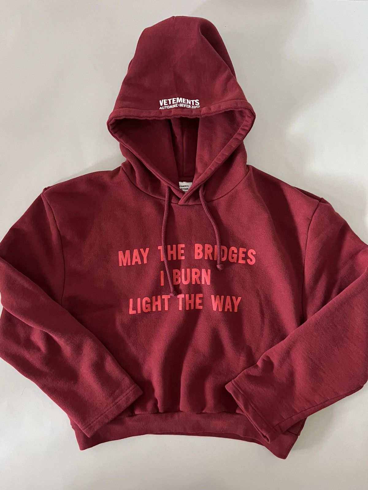 Vetements Vetements “May The Bridges I Burn” Cropped Hoodie Size US L / EU 52-54 / 3 - 8 Thumbnail