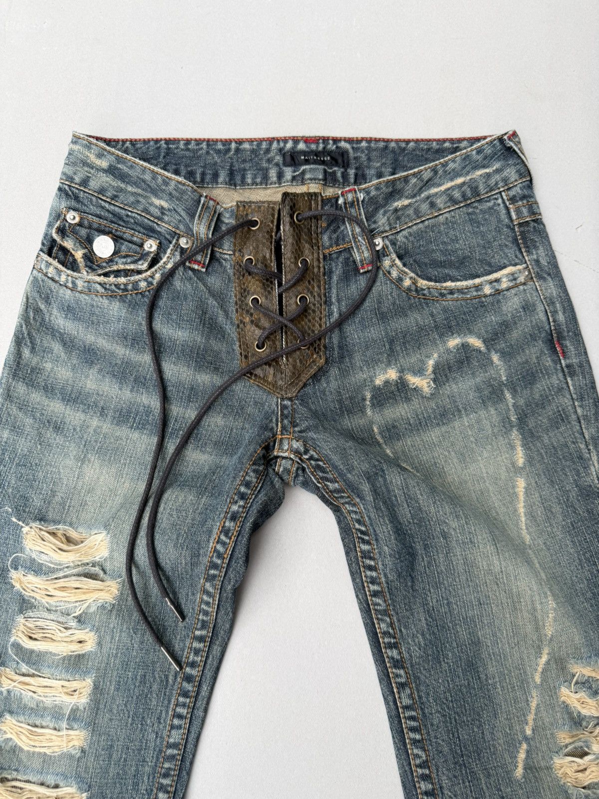 Japanese Brand Maitresse Lace up flare jeans Size US 26 / EU 42 - 2 Thumbnail