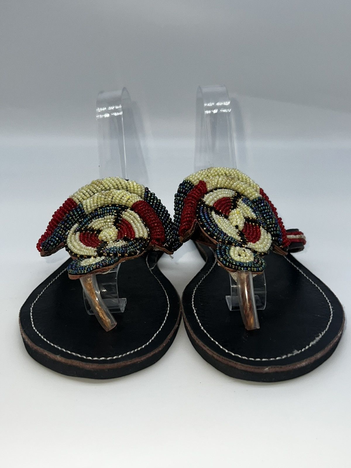 Other Handmade African Beaded, Leather Maasai Sandals Multicolor Size US 9.5 / IT 39.5 - 7 Thumbnail
