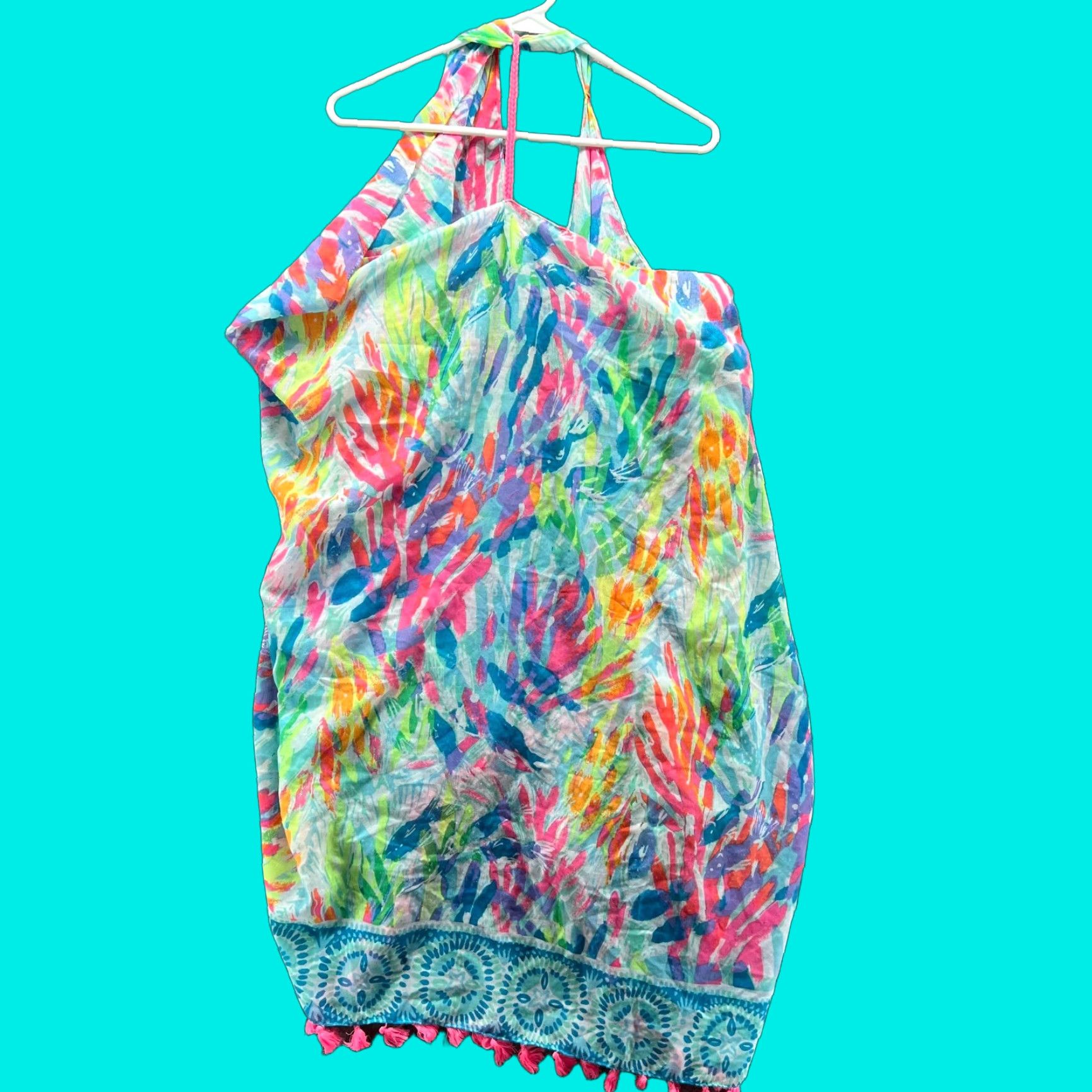 Lilly Pulitzer Lilly Pulitzer Cover Up Women Medium Multicolor Sheer Floral Tassel Trim Boho Size M / US 6-8 / IT 42-44 - 1 Thumbnail