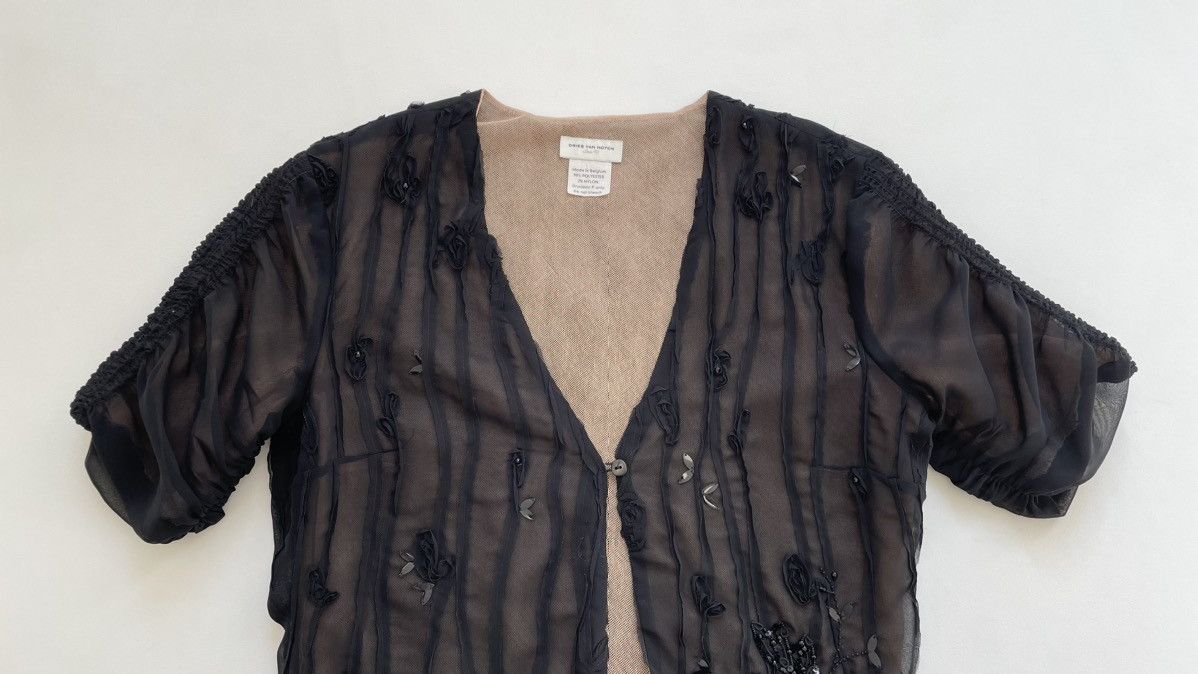 Dries Van Noten Embroidered Floral Sequin Mesh Top Size M / US 6-8 / IT 42-44 - 3 Thumbnail