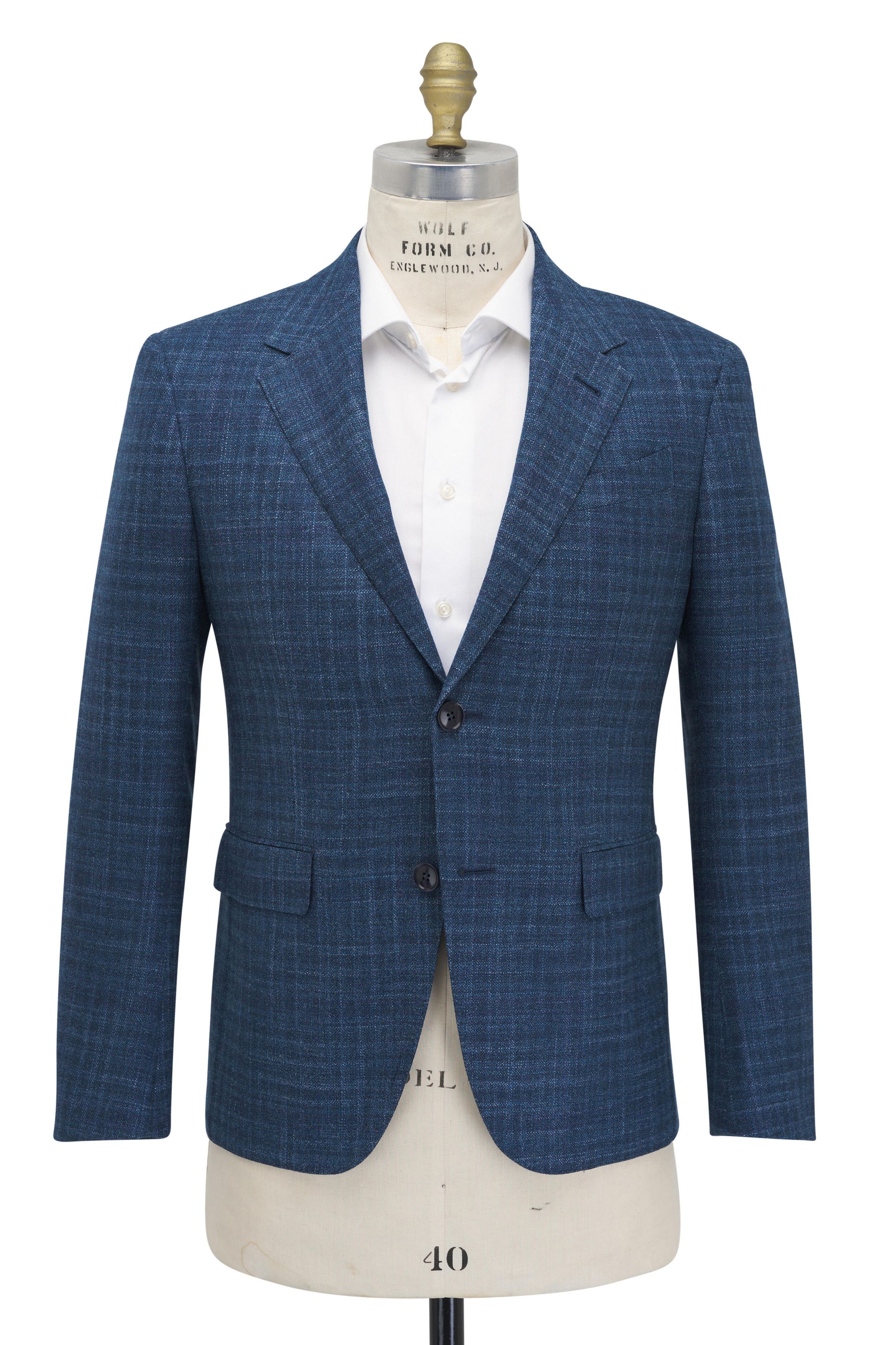 Z Zegna o1mtch0225 Tonal Plaid Sportcoat in Light Blue Size US S / EU 44-46 / 1 - 1 Thumbnail