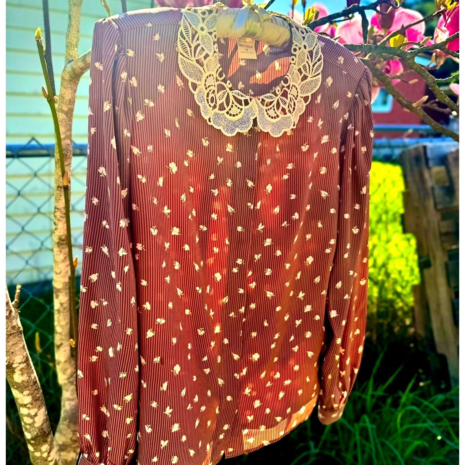 Valentino Vtg 80s Valentino Studio Silk Prairie Blouse Size M / US 6-8 / IT 42-44 - 1 Thumbnail