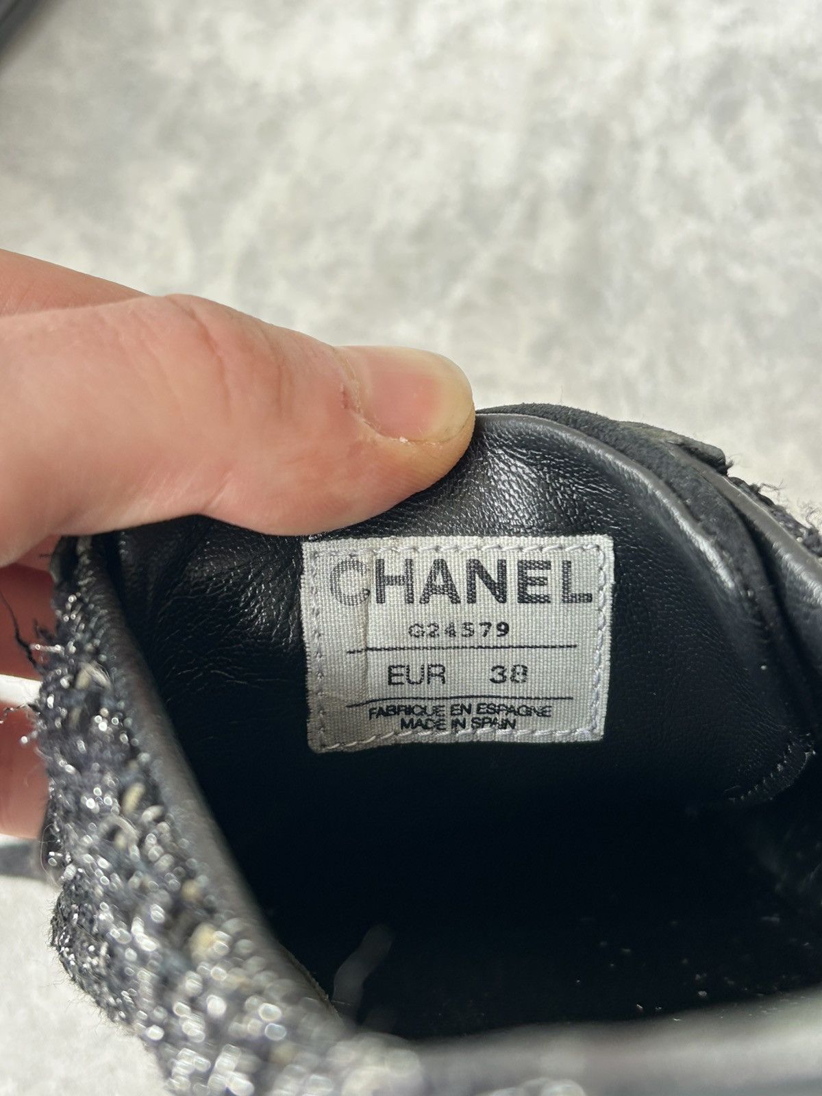 Chanel Chanel Coco Mark Black Tweed Sneakers Size US 8 / IT 38 - 12 Thumbnail