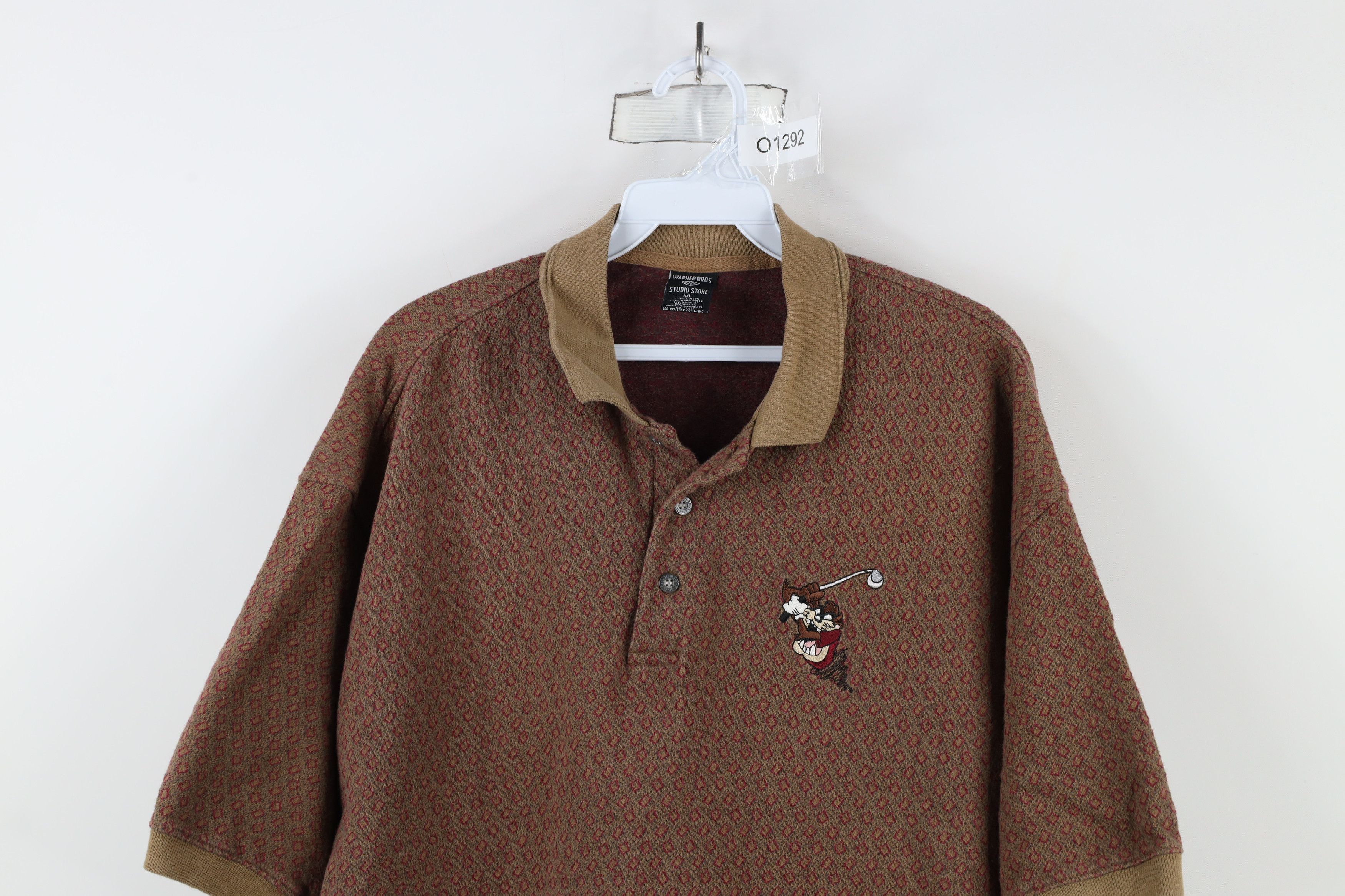 Vintage Vintage 90s Looney Tunes Knit Taz Tazmanian Devil Golf Polo Size US XXL / EU 58 / 5 - 2 Thumbnail