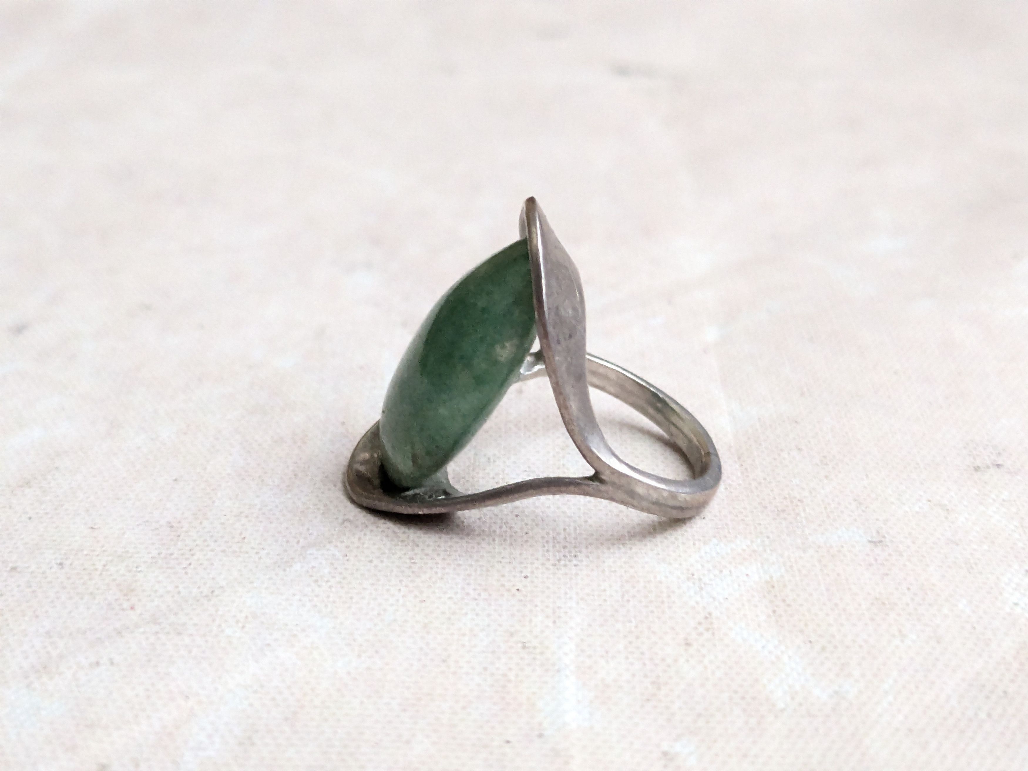 Sterling Silver Vintage Sterling Silver Ring Green Aventurine 5.75 Taxco Size ONE SIZE - 2 Thumbnail