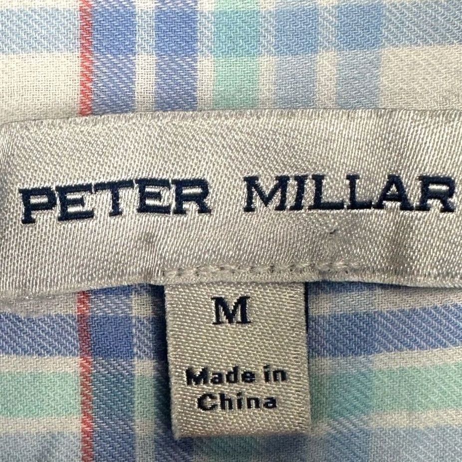Peter Millar Peter Millar Shirt Mens Medium Blue White Plaid Button Up Long Sleeve Pocket EUC Size US M / EU 48-50 / 2 - 6 Thumbnail