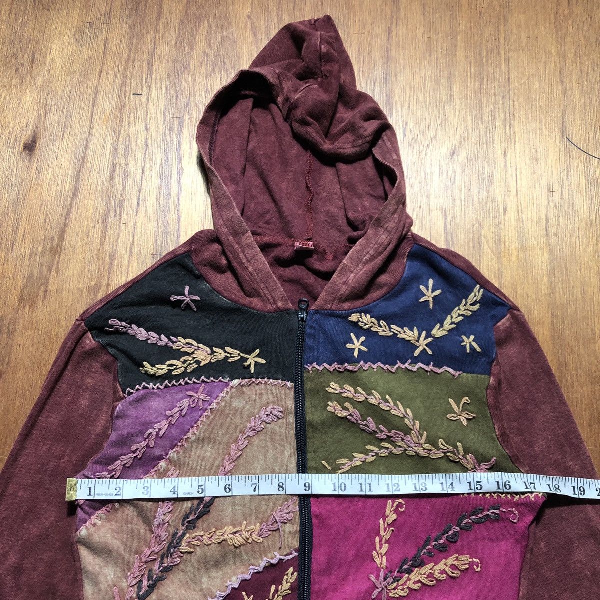 Japanese Brand × Vintage Vintage Hippie Patchwork Zipper Sweater Hoodie Size S / US 4 / IT 40 - 11 Thumbnail