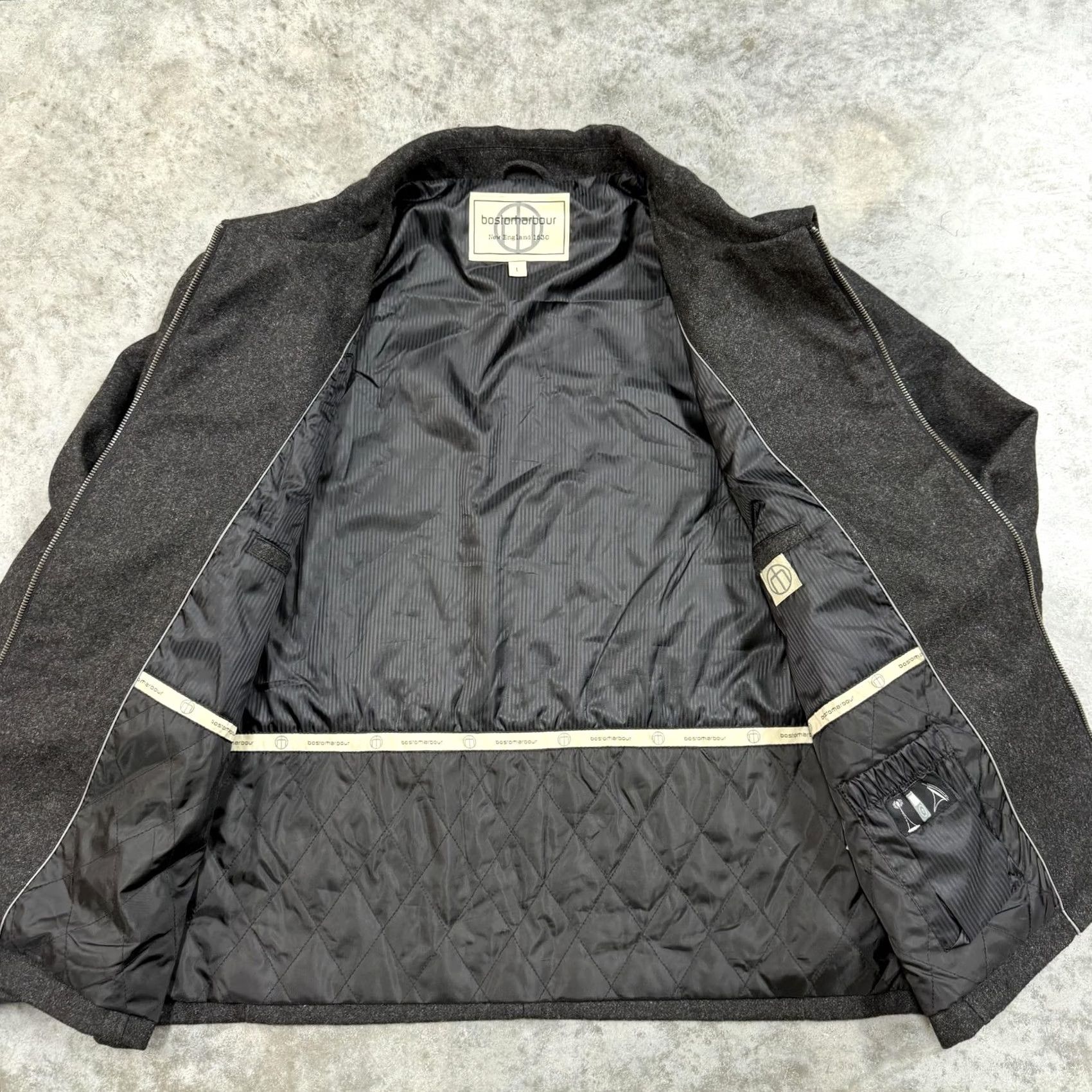 Vintage Boston Harbour Jacket Mens Large Gray Wool Bomber Full Zip Quilted Lined Outdoor Vintage No Size US L / EU 52-54 / 3 - 3 Thumbnail